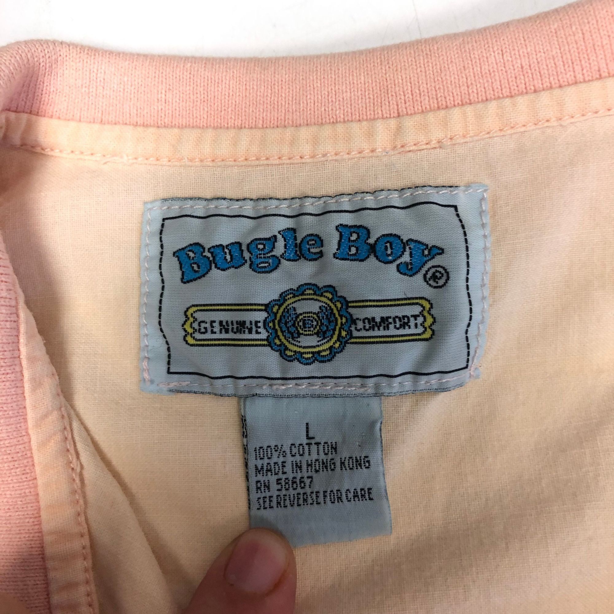 Bugle Boy Vtg Bugle Boy 1/2 Button Pullover Pastel PINK Skater Shirt Size US L / EU 52-54 / 3 - 3 Thumbnail