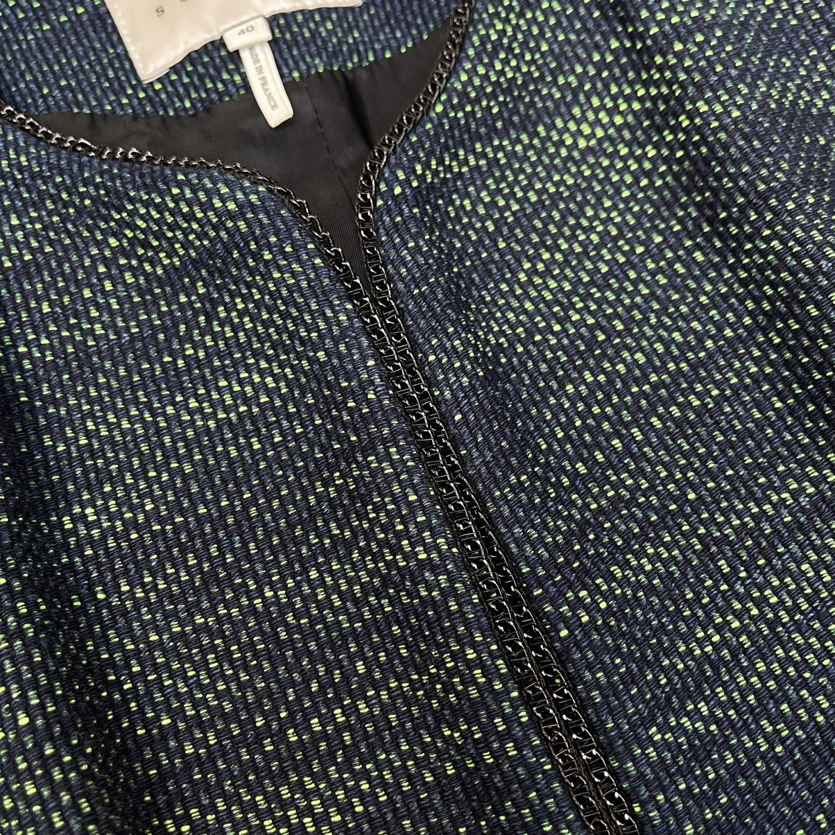 Sandro Sandro Open-Front leather shoulder insert Tweed Jacket Size M / US 6-8 / IT 42-44 - 6 Thumbnail