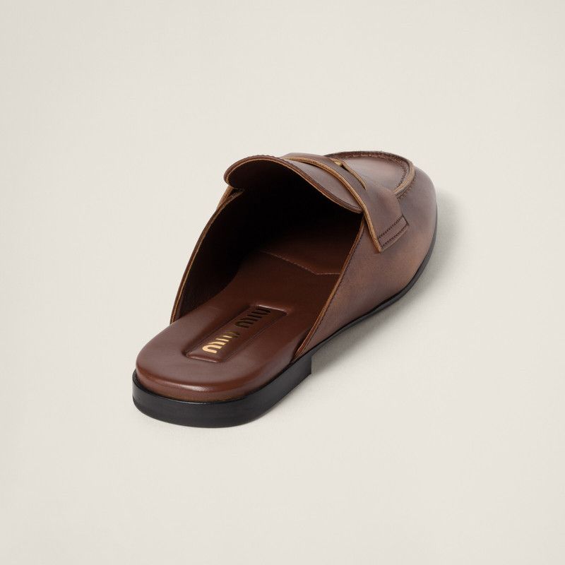 Miu Miu o1B3y1r0526 Bleached Leather Loafers Slides in Brown Size US 7 / IT 37 - 3 Thumbnail