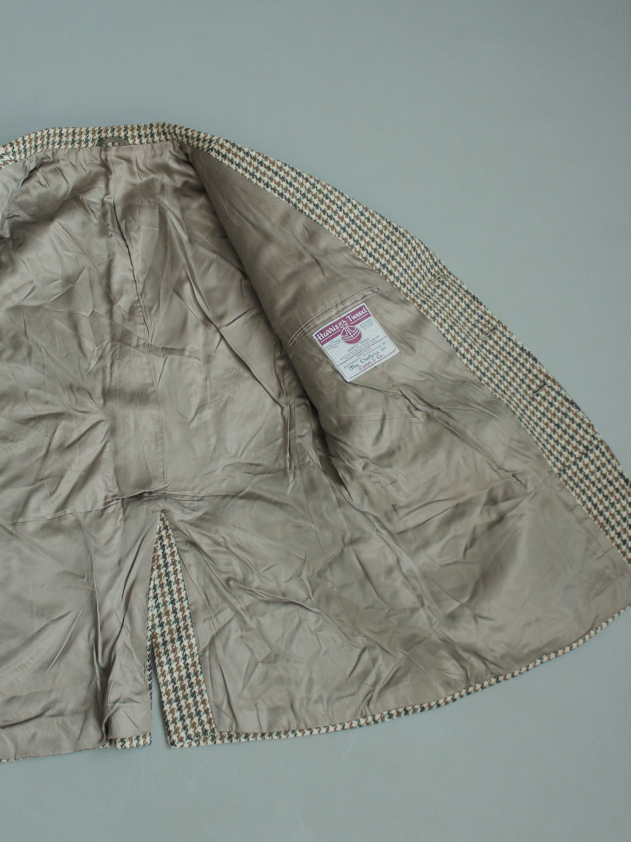 Harris Tweed × Vintage Harris Tweed Dunn Co Wool Hand Woven Blazer Jacket Tan Check Size 44R - 8 Thumbnail