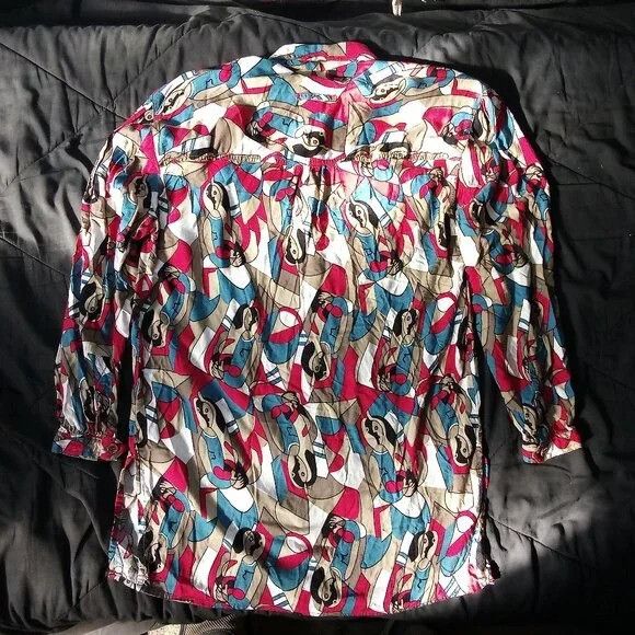 Vintage Vintage Ashleigh Morgan Cubist Geometric Button Shirt Size M / US 6-8 / IT 42-44 - 7 Thumbnail