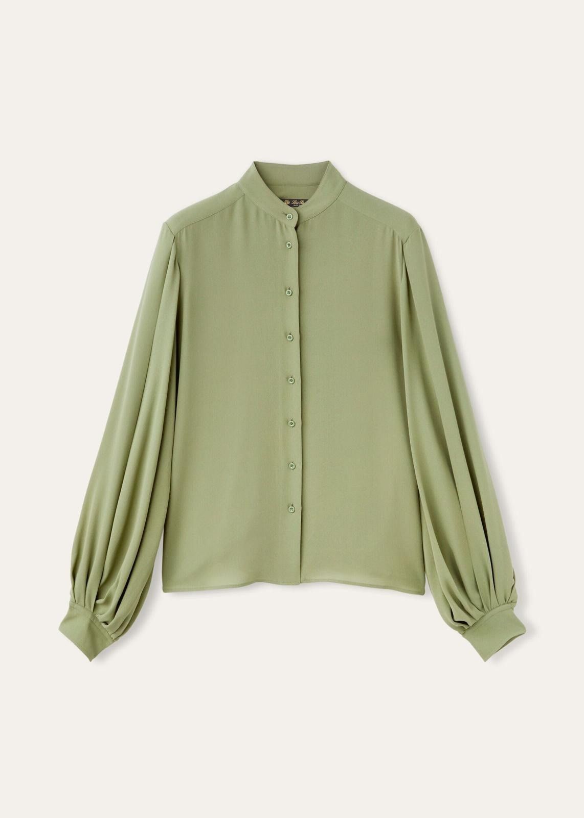 Loro Piana o1srvl11e0725 FAN8266 Sheryl Silk Shirt in Green Size XS / US 0-2 / IT 36-38 - 1 Thumbnail