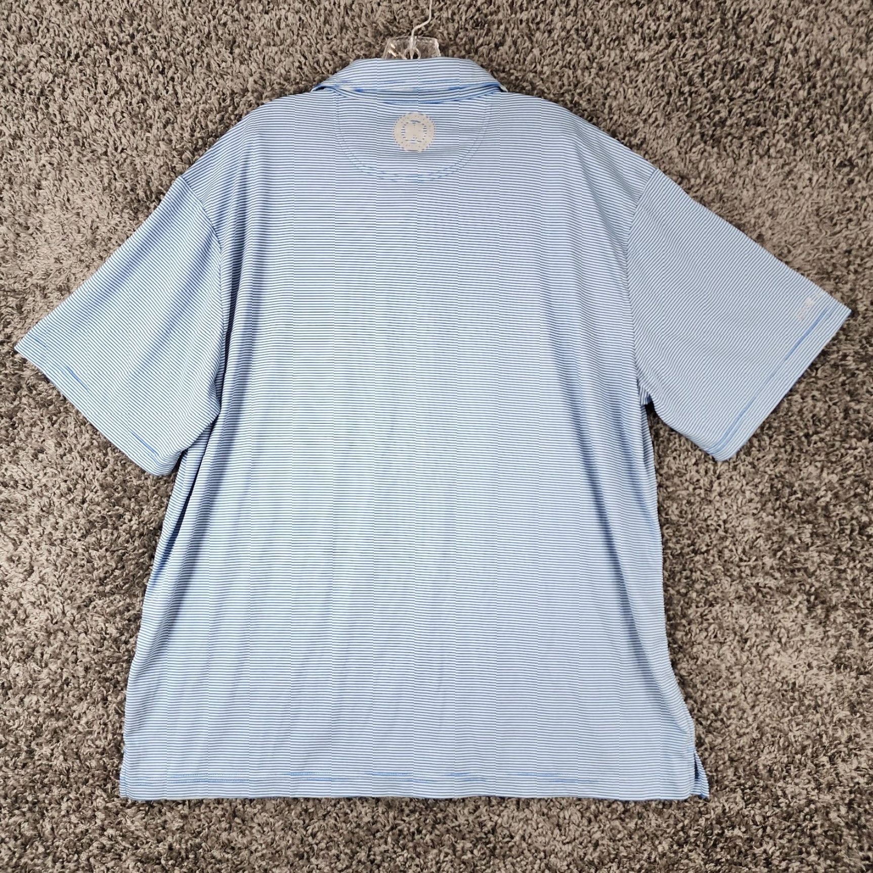 Vintage BLACK CLOVER Blue White Striped Polo Shirt Adult 2XL Short Sleeve Mens Size US XXL / EU 58 / 5 - 6 Thumbnail