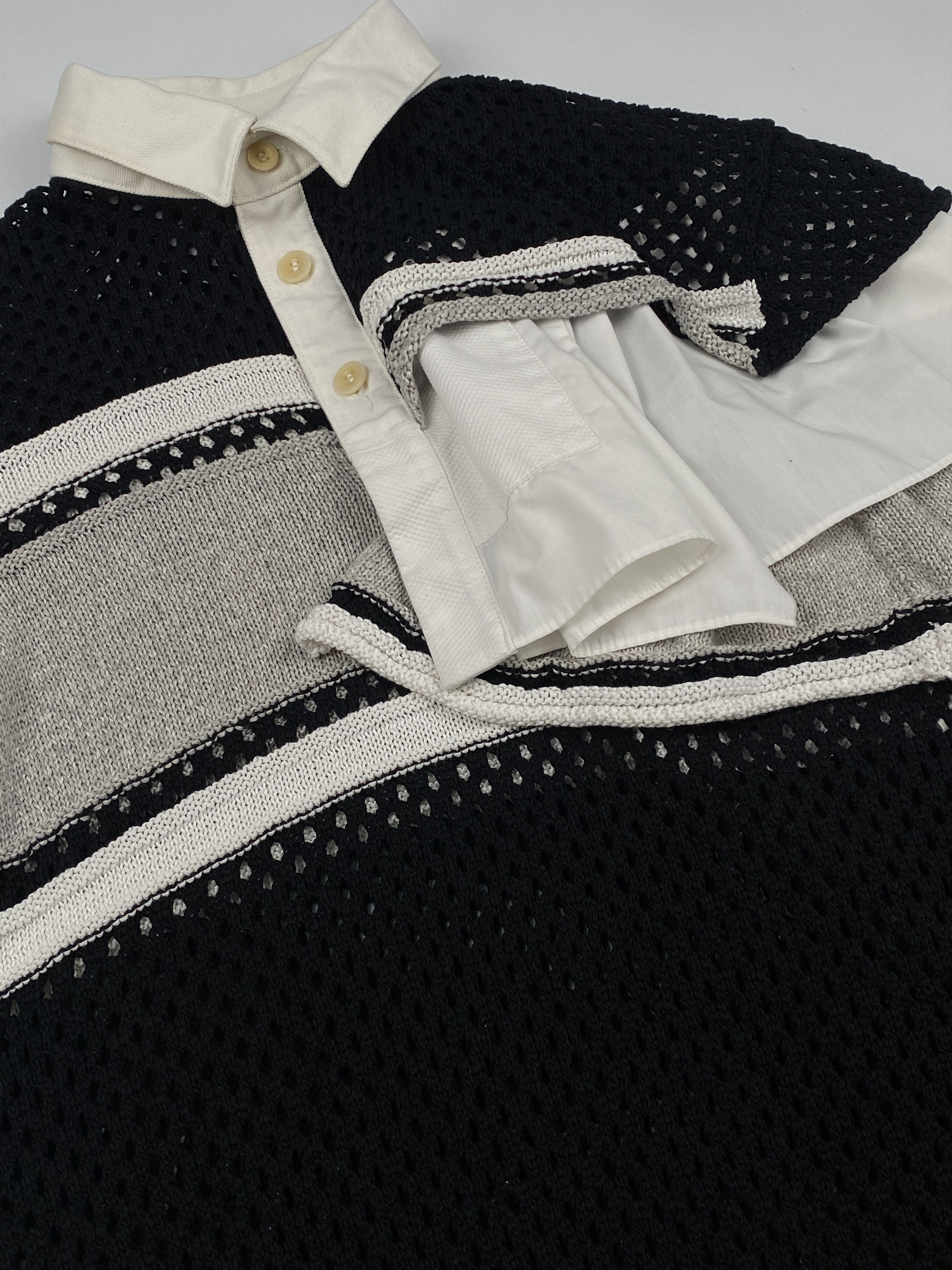 Sacai Paneled Ruffled Polo Top Size L / US 10 / IT 46 - 7 Thumbnail