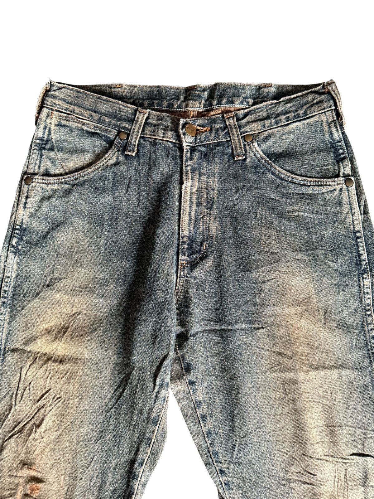 Wrangler VINTAGE WRANGLER BLUE RIPPED DISTRESSED JEANS DENIM PANTS Size US 28 / EU 44 - 2 Thumbnail