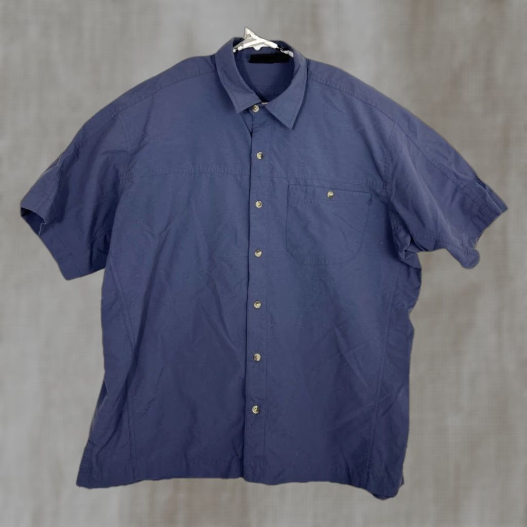 Mountain Hardwear VINTAGE Mountain Hardwear Shirt Button-Up Short Sleeve Mens L Blue Nylon Pin Hole Size US L / EU 52-54 / 3 - 1 Thumbnail
