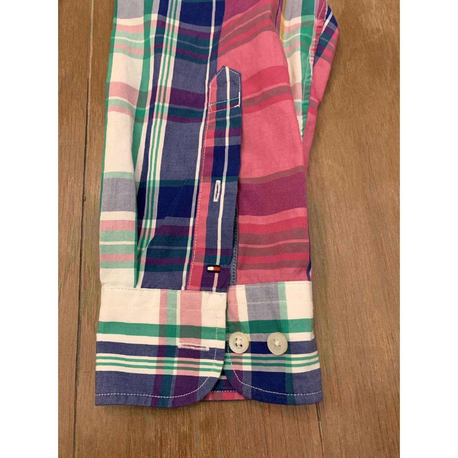 Tommy Hilfiger TOMMY HILFIGER Plaid Button-Up Shirt - Long Sleeve - Adult Large - Pink Green - Mens Size US L / EU 52-54 / 3 - 2 Thumbnail