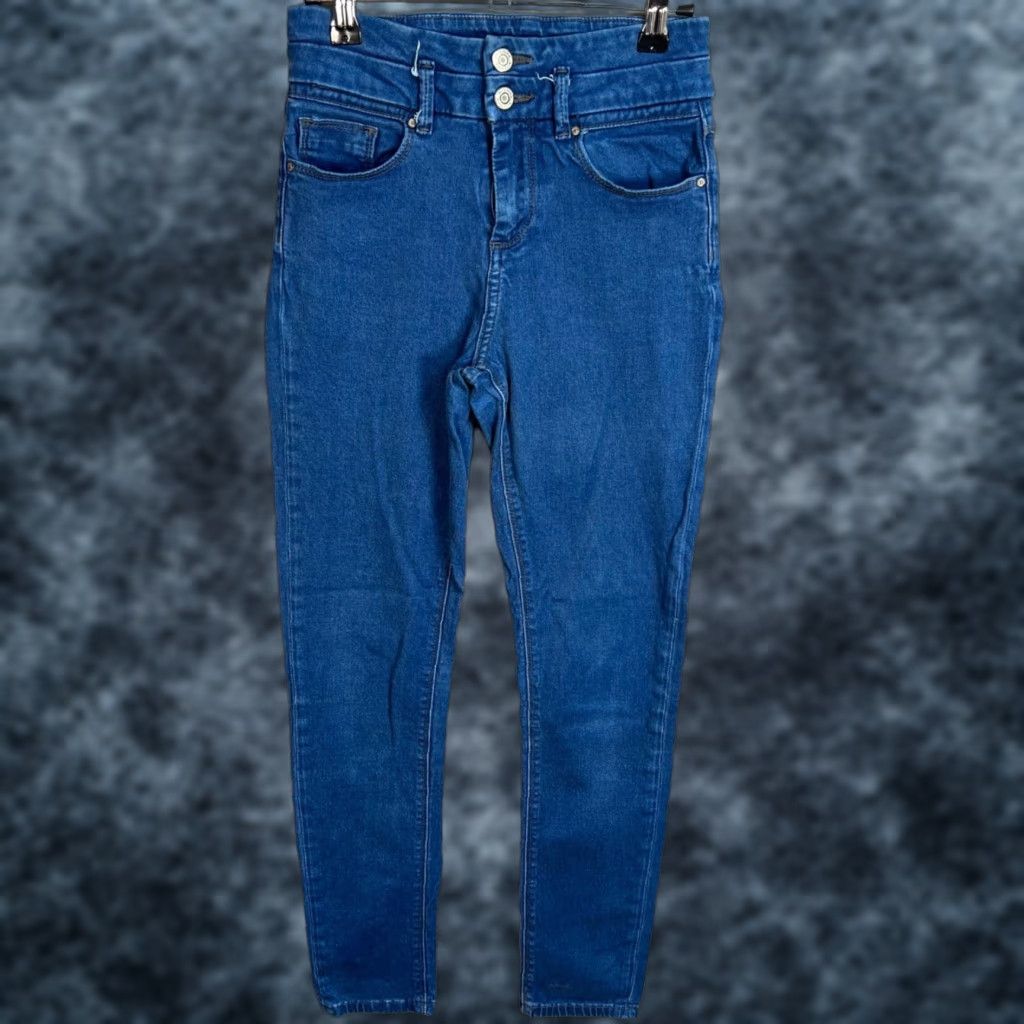 Topshop Topshop Moto Skinny Jeans Medium Wash Blue Size 25 Womens 27 in Inseam 25 x 30 Rise Mid Denim Cotton Jeans Size 42" / US 20 - 1 Thumbnail