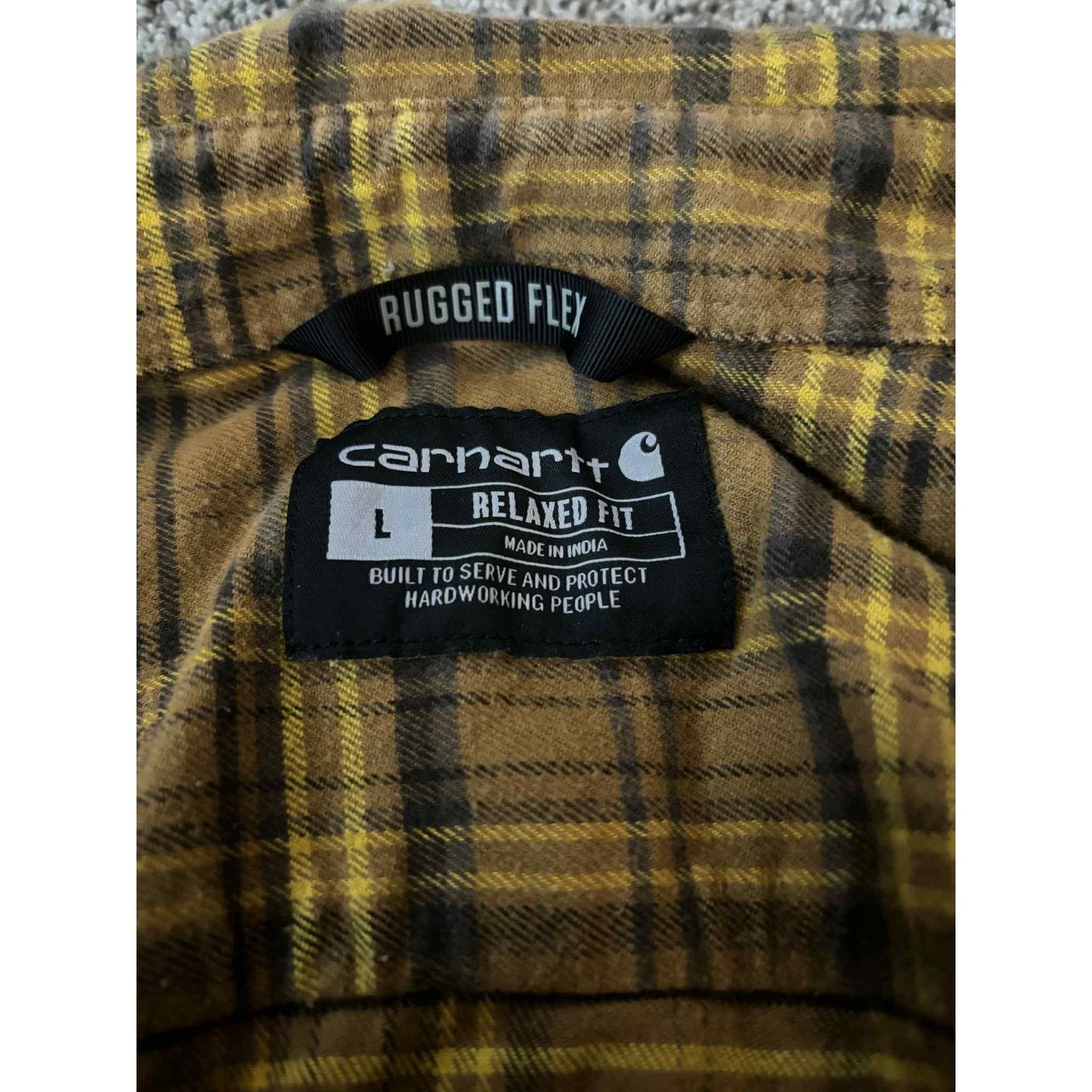 Carhartt Carhartt Rugged Flex Midweight Flannel Plaid Shirt Yellow L Size US L / EU 52-54 / 3 - 6 Thumbnail