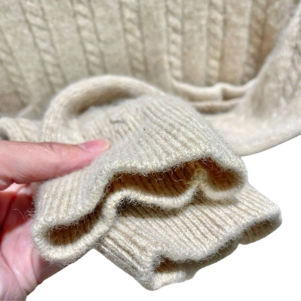 Sandro Sandro Gotham Oversized Collar Beige Wool Sweater 0 (XS) Size XS / US 0-2 / IT 36-38 - 8 Thumbnail