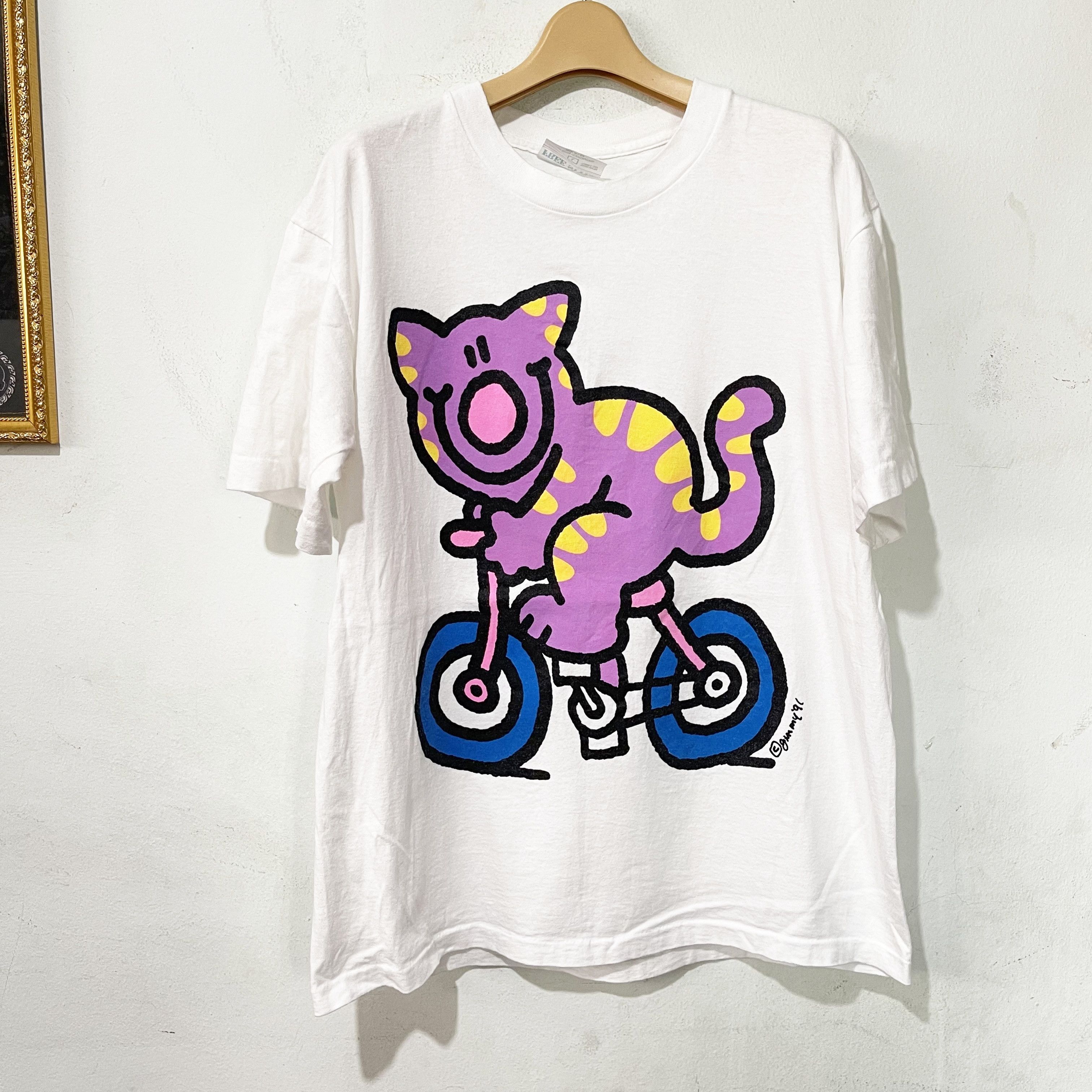 Vintage Vintage 90s Laurel Burch Cat Bicycle T-Shirt Size US L / EU 52-54 / 3 - 1 Thumbnail