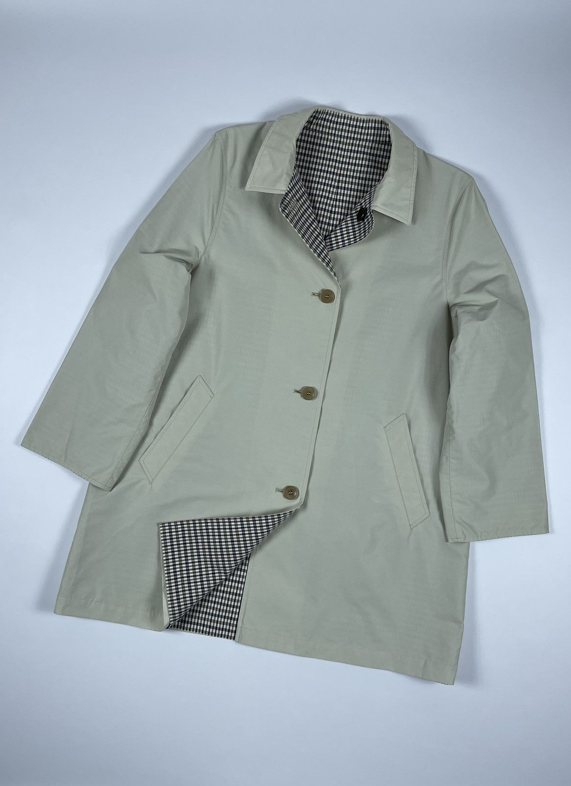 image of Aquascutum Vintage Reversible Trench Coat Jacket in Beige, Men's (Size Small)
