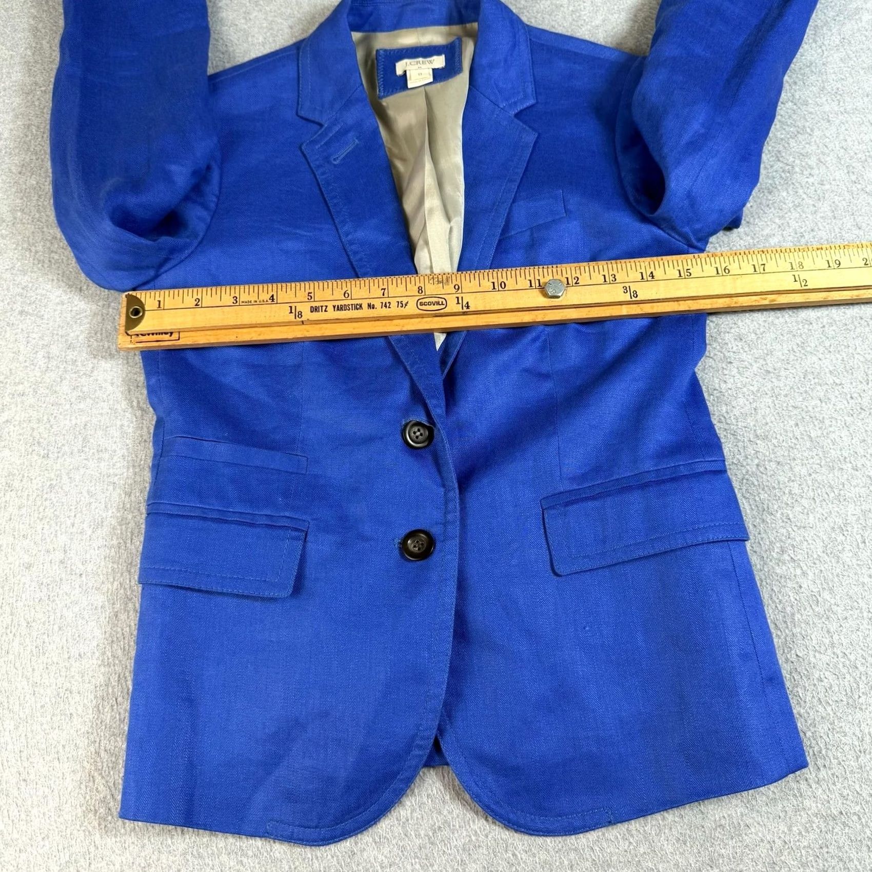J.Crew J.CREW Blazer Women 0 Linen Button Two-Button Notch Front Petite Office Career Lightweight Blue Jacket Size XS / US 0-2 / IT 36-38 - 6 Thumbnail