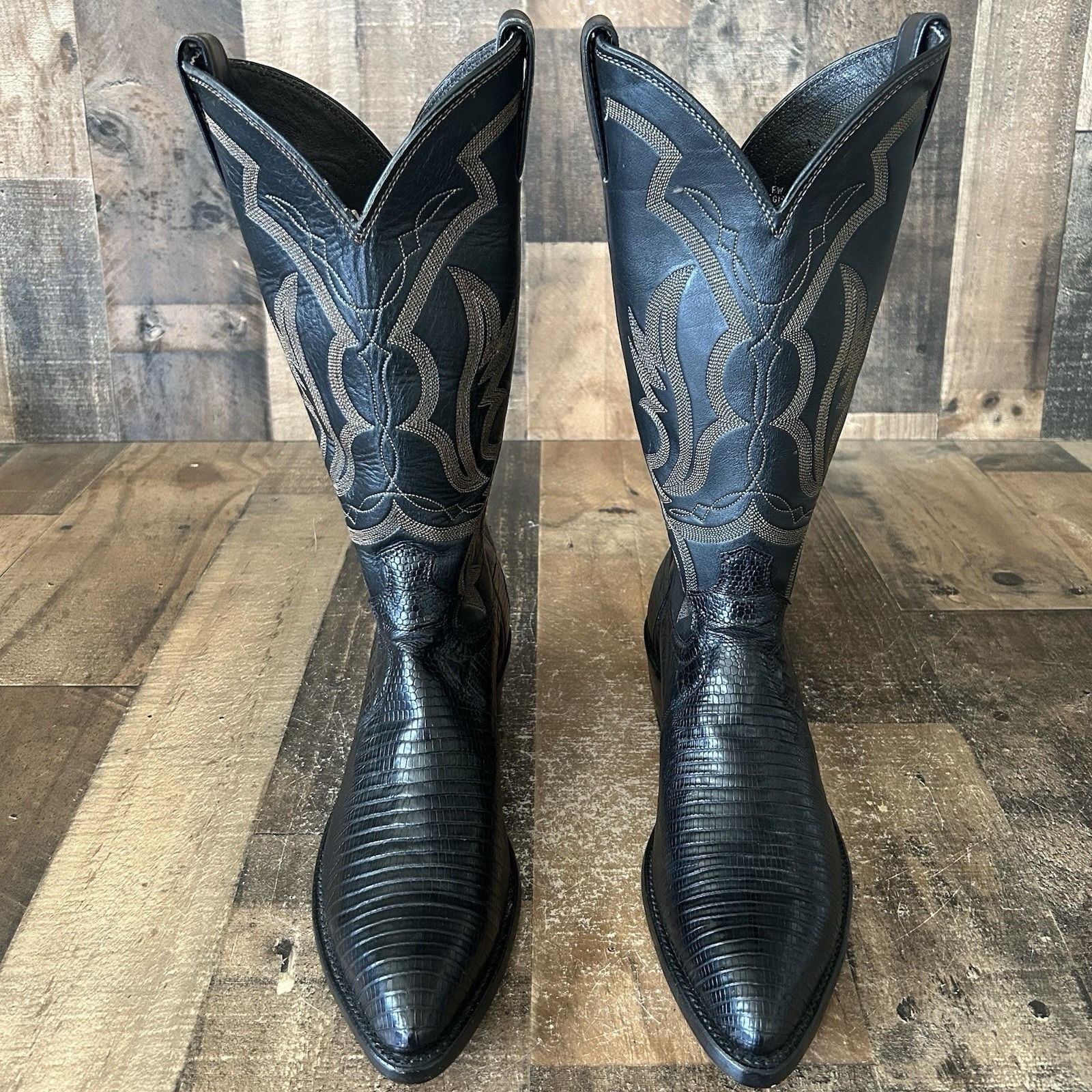 Justin Boots Justin Vintage Teju Lizard Black Cowboy Boots Mens 7.5 D Size US 7.5 / EU 40-41 - 3 Thumbnail