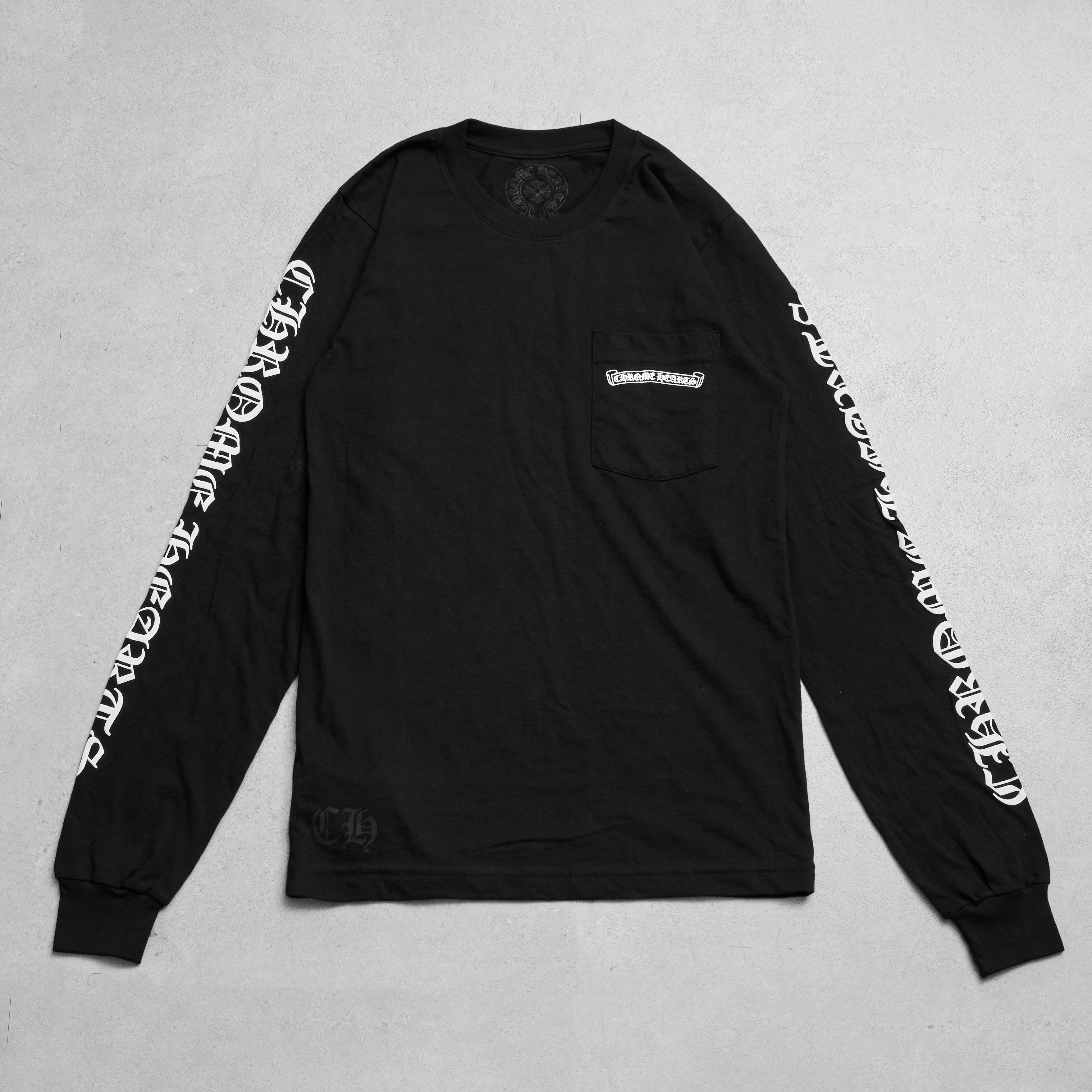トップス CHROME HEARTS Back Scroll Logo Black XL Chrome Hearts CHROME HEARTS Back Scroll Label Logo Long Tee | Grailed