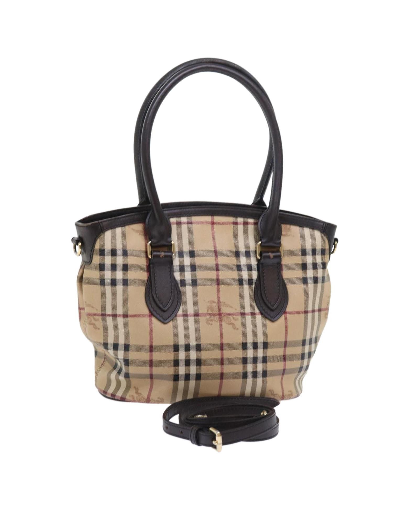 image of Burberry Checkered Leather Shoulder Bag With Strap in Beige, Women's
