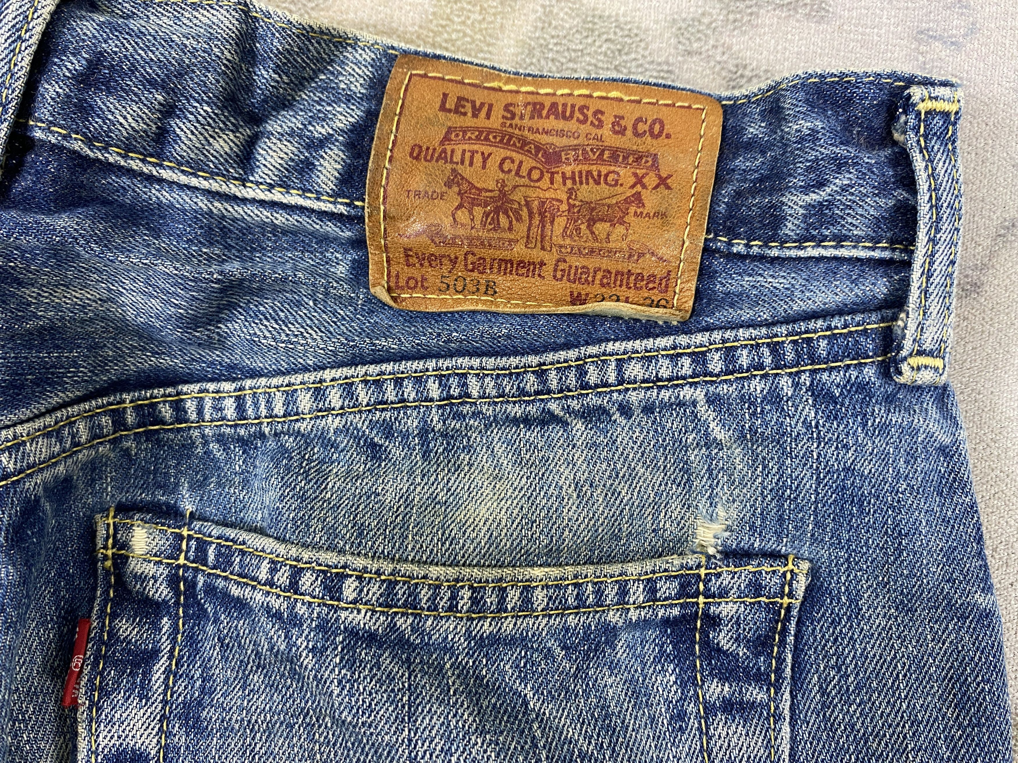 Le Grande Bleu (L.G.B.) Redline Vintage Levi's 503B Big E Jeans 30x30 Denim- JN3836 Size US 30 / EU 46 - 10 Thumbnail
