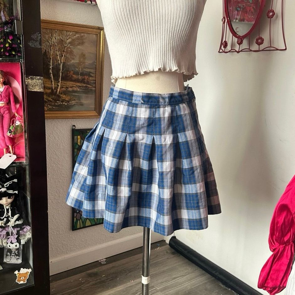 Other dennis blue plaid high waisted skirt Size 26" / US 2 / IT 38 - 1 Thumbnail