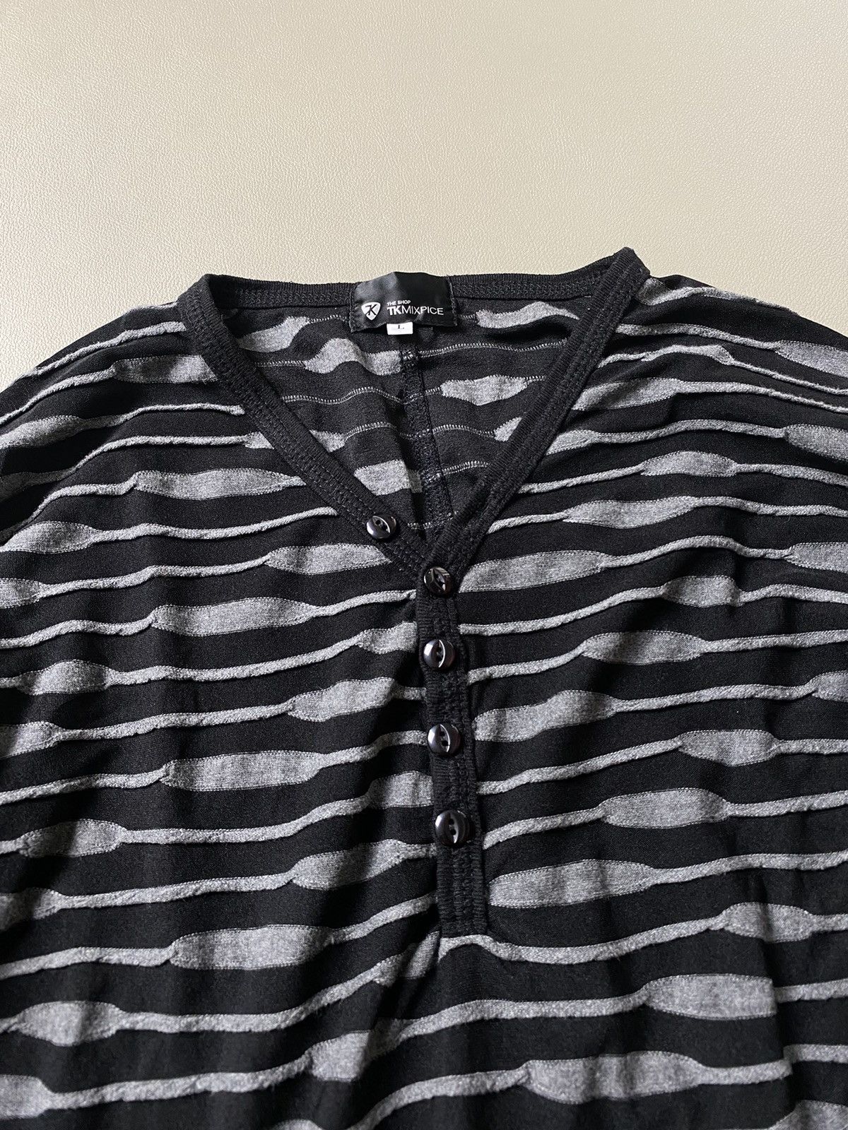 If Six Was Nine × Japanese Brand × Le Grande Bleu (L.G.B.) Tkmixpice Zebra Striped Ruched Longsleeve Size US L / EU 52-54 / 3 - 3 Thumbnail