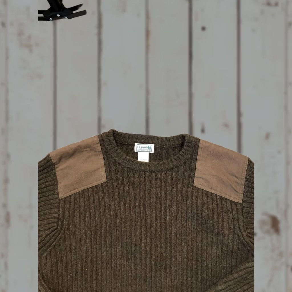Vintage VINTAGE LL Bean Sweater Mens Large Brown Wool Crewneck Reinforced Shoulders Elbow Patch Size US L / EU 52-54 / 3 - 1 Thumbnail