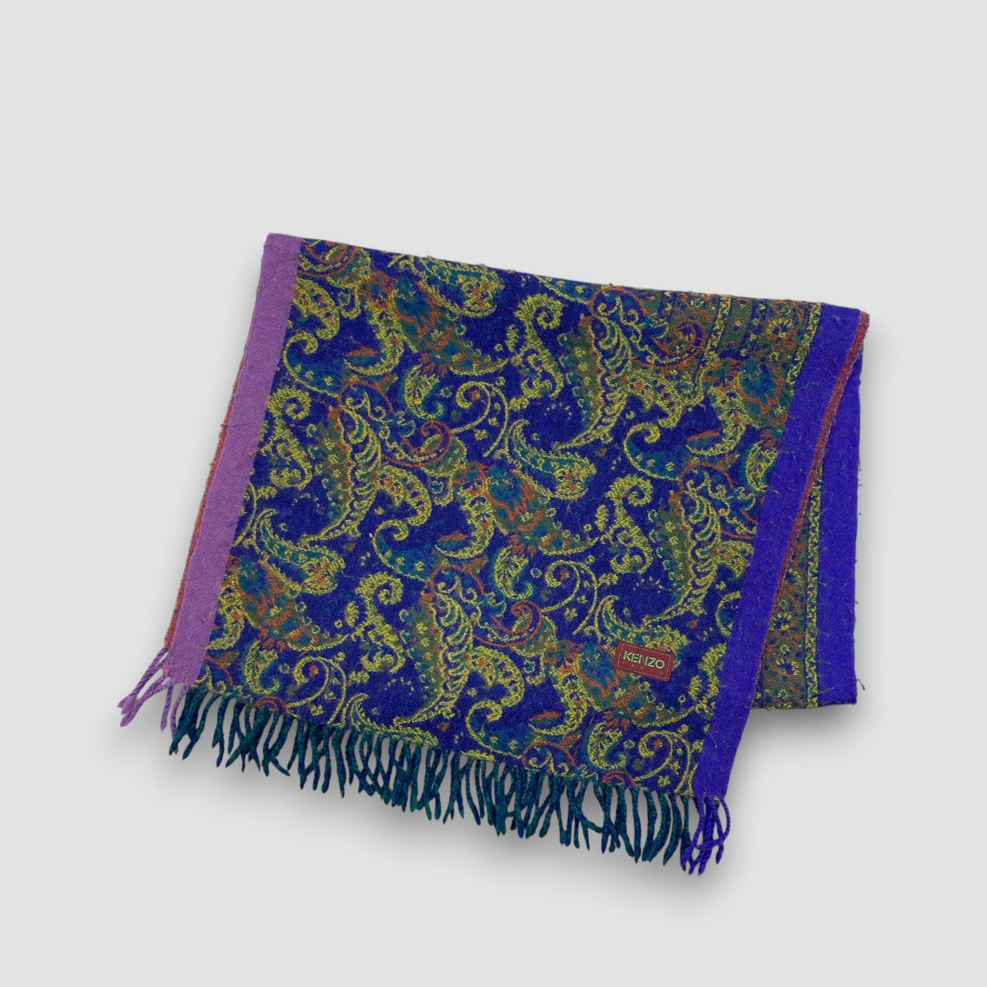 Kenzo Vintage Kenzo Scarf Muffler Wool Paisley Fringe Scarves Size ONE SIZE - 3 Thumbnail