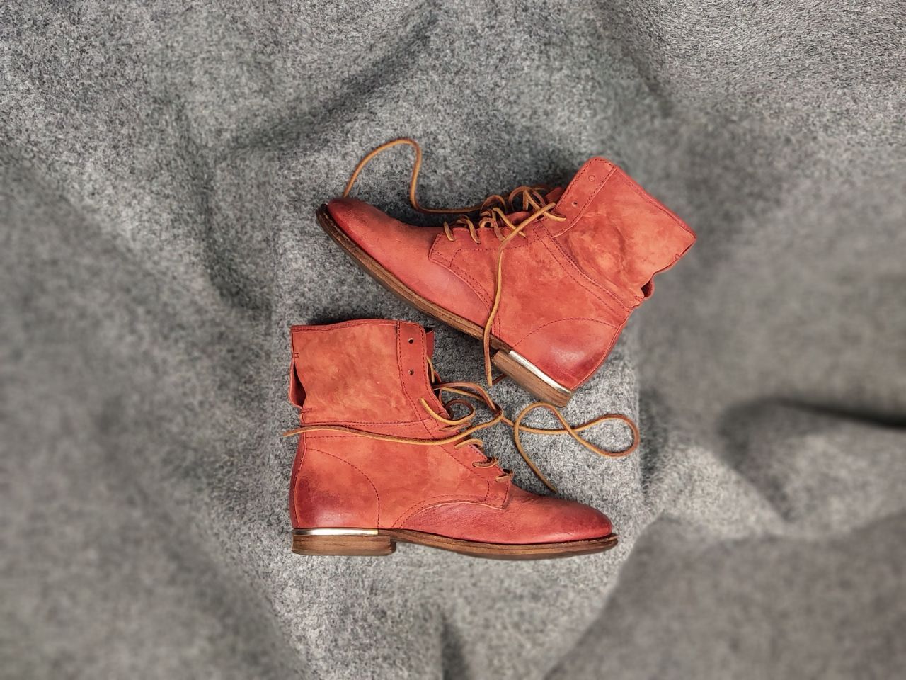 image of Avant Garde A.s.98 Airstep Boots Lace Up Zip Designer Red Leather, Women's