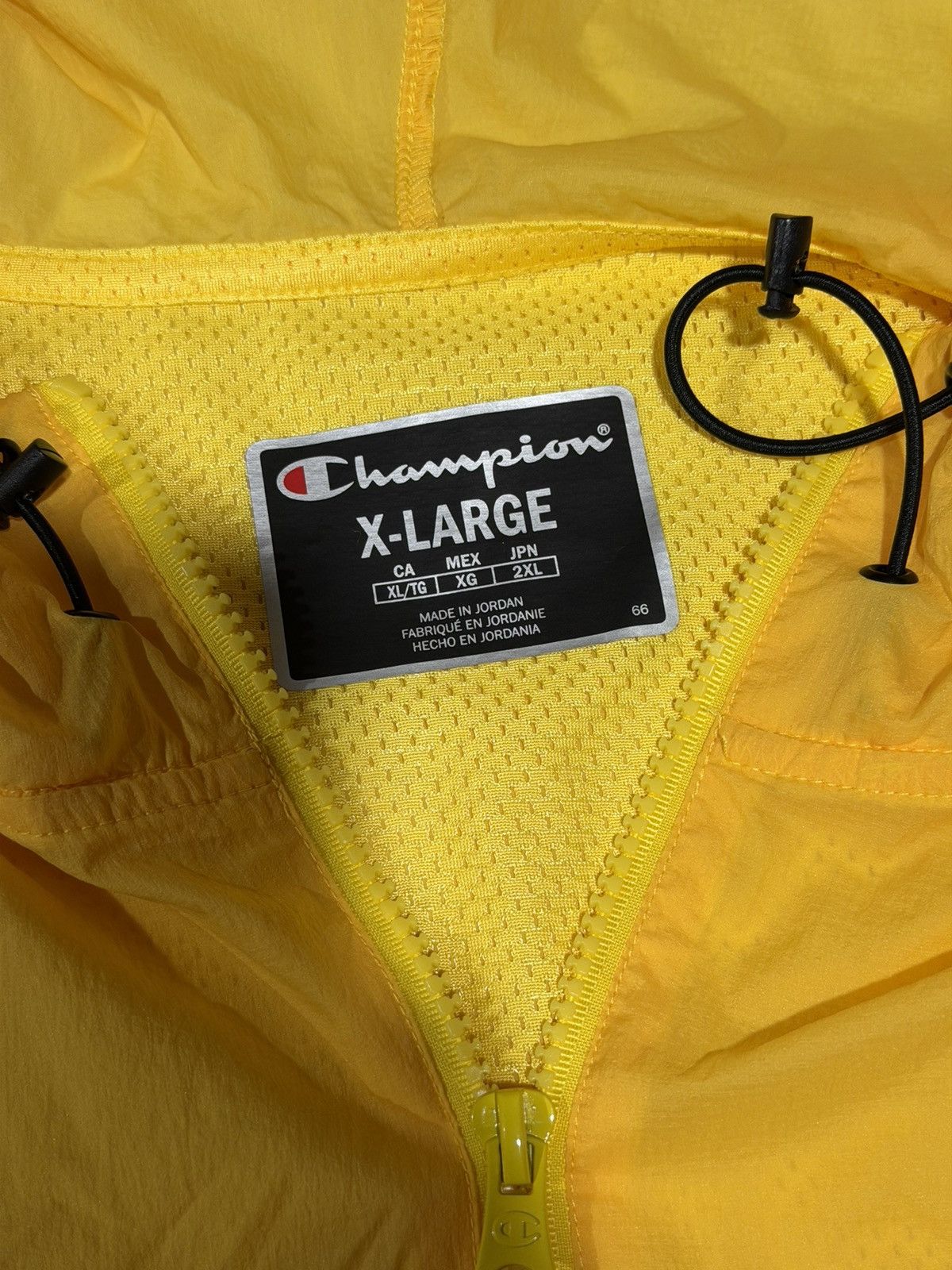 Vintage 2010s Vintage Champion Yellow Nylon Hooded Windbreaker XL Size US XL / EU 56 / 4 - 9 Thumbnail