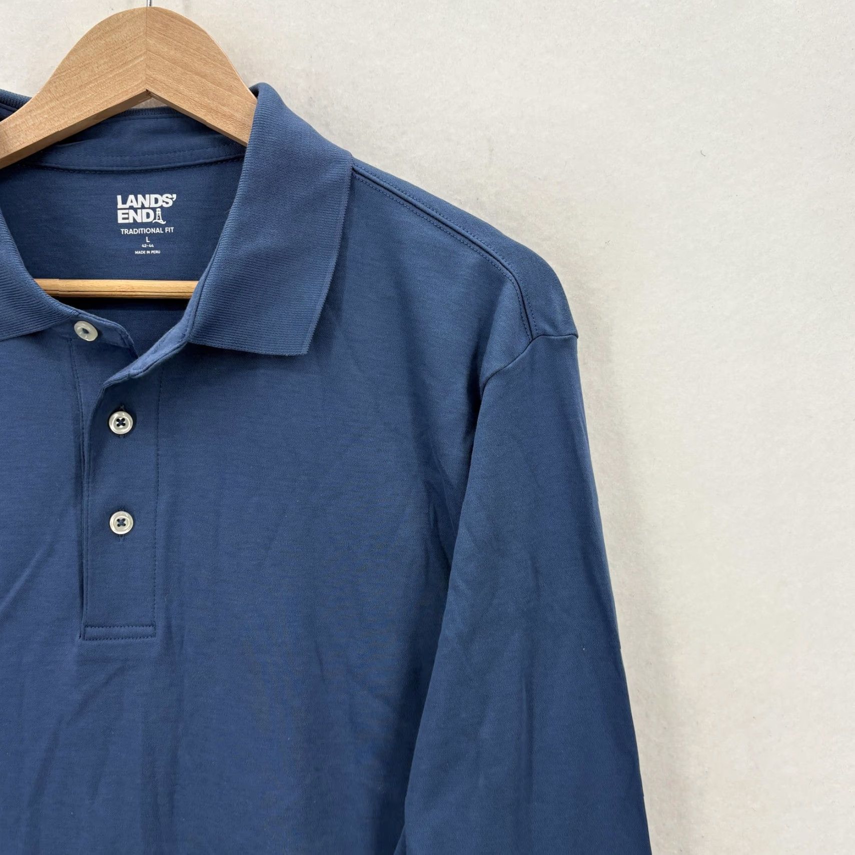 Lands' End Lands' End Polo Shirt Mens L Blue Supima Cotton Long Sleeve Tagless Jersey Classic Casual Button Front Collar Shirts Men Reg XS-XL Size US L / EU 52-54 / 3 - 2 Thumbnail