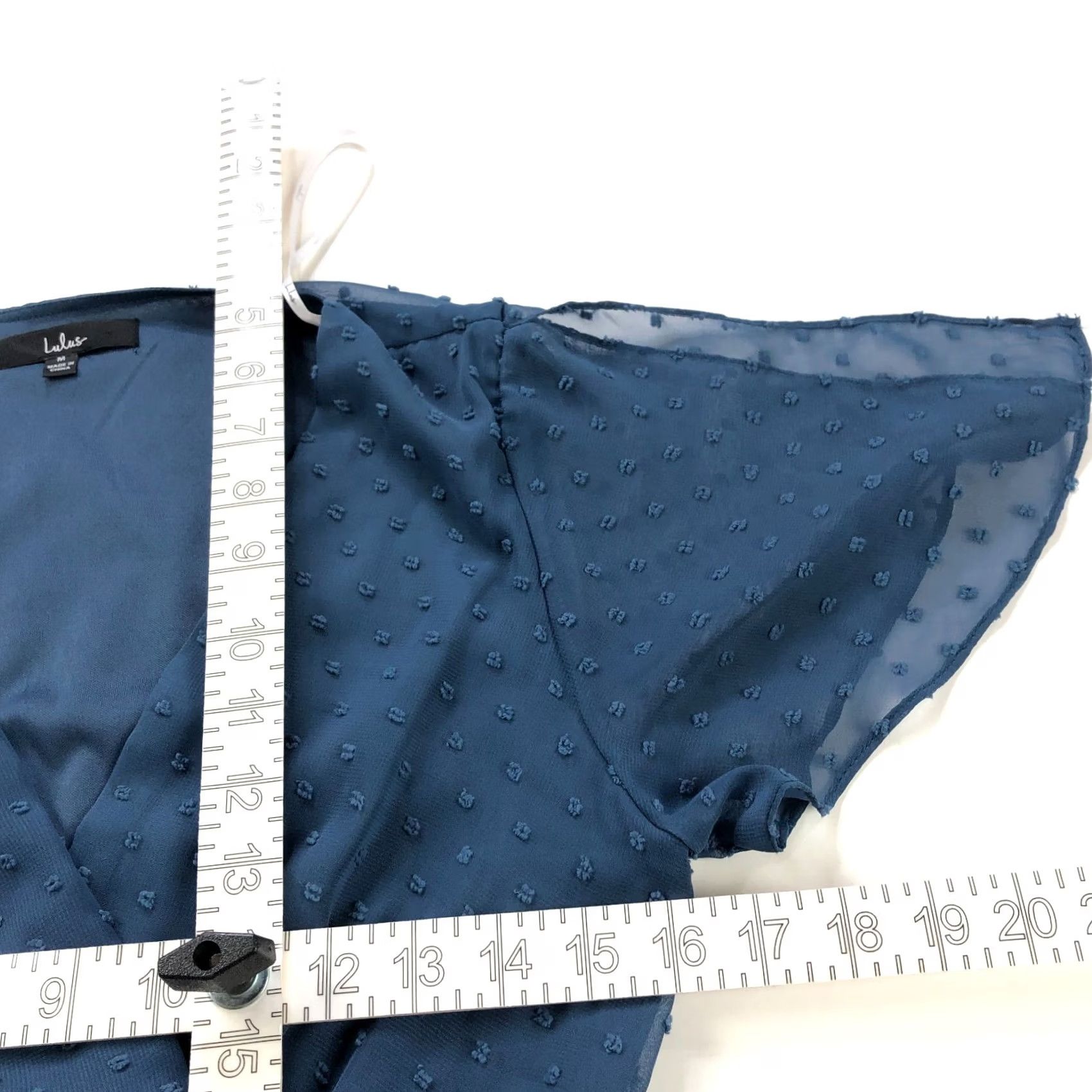 Lulus Lulus Midi Dress Blue Polka Dot A-Line Sleeveless V-Neck Tiered Layered V-Neck Womens XS? No, keep M. Size M / US 6-8 / IT 42-44 - 7 Thumbnail