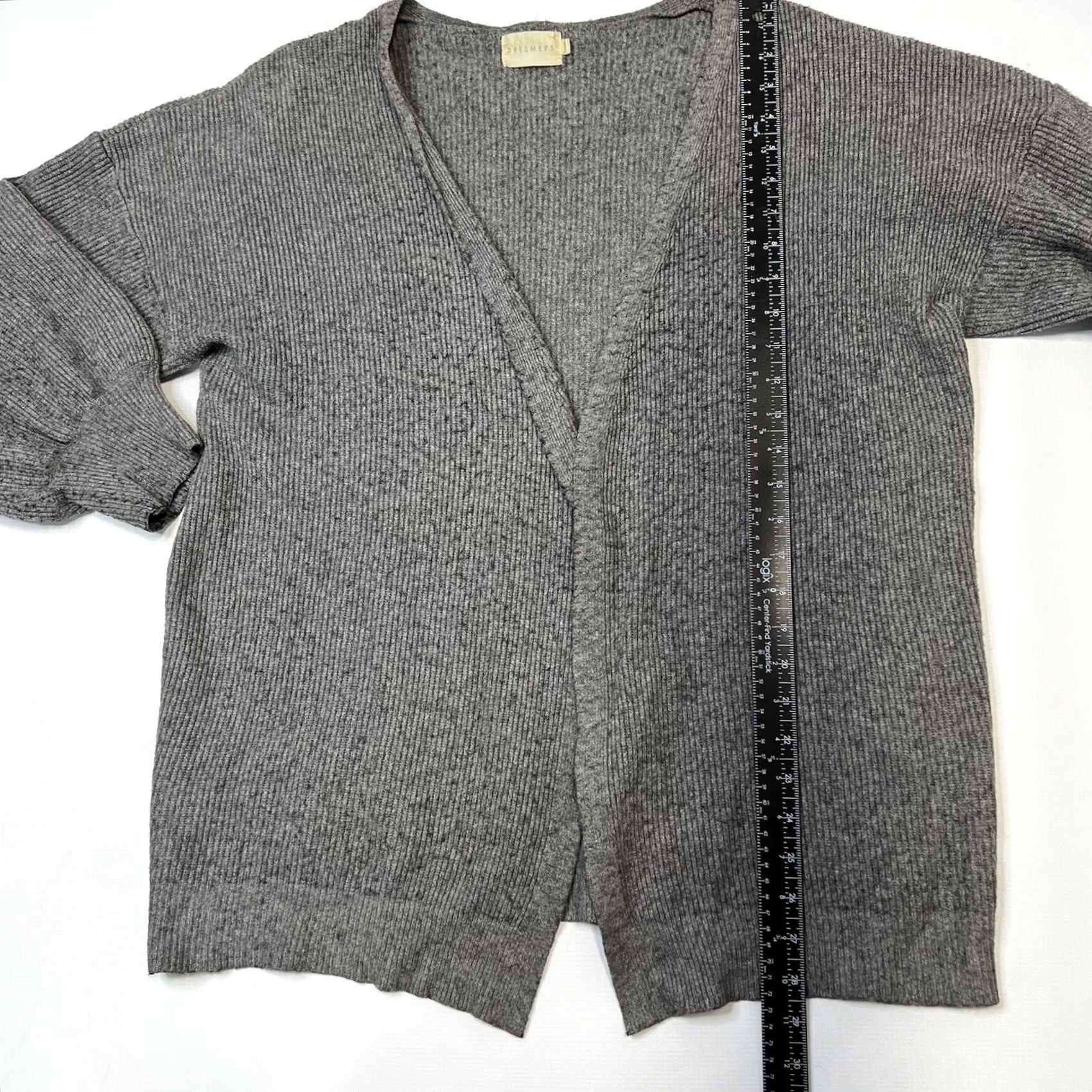 Vintage DREAMERS Debut Cardigan Womens Large Gray Open Front Balloon Sleeve Sweater Size L / US 10 / IT 46 - 4 Thumbnail