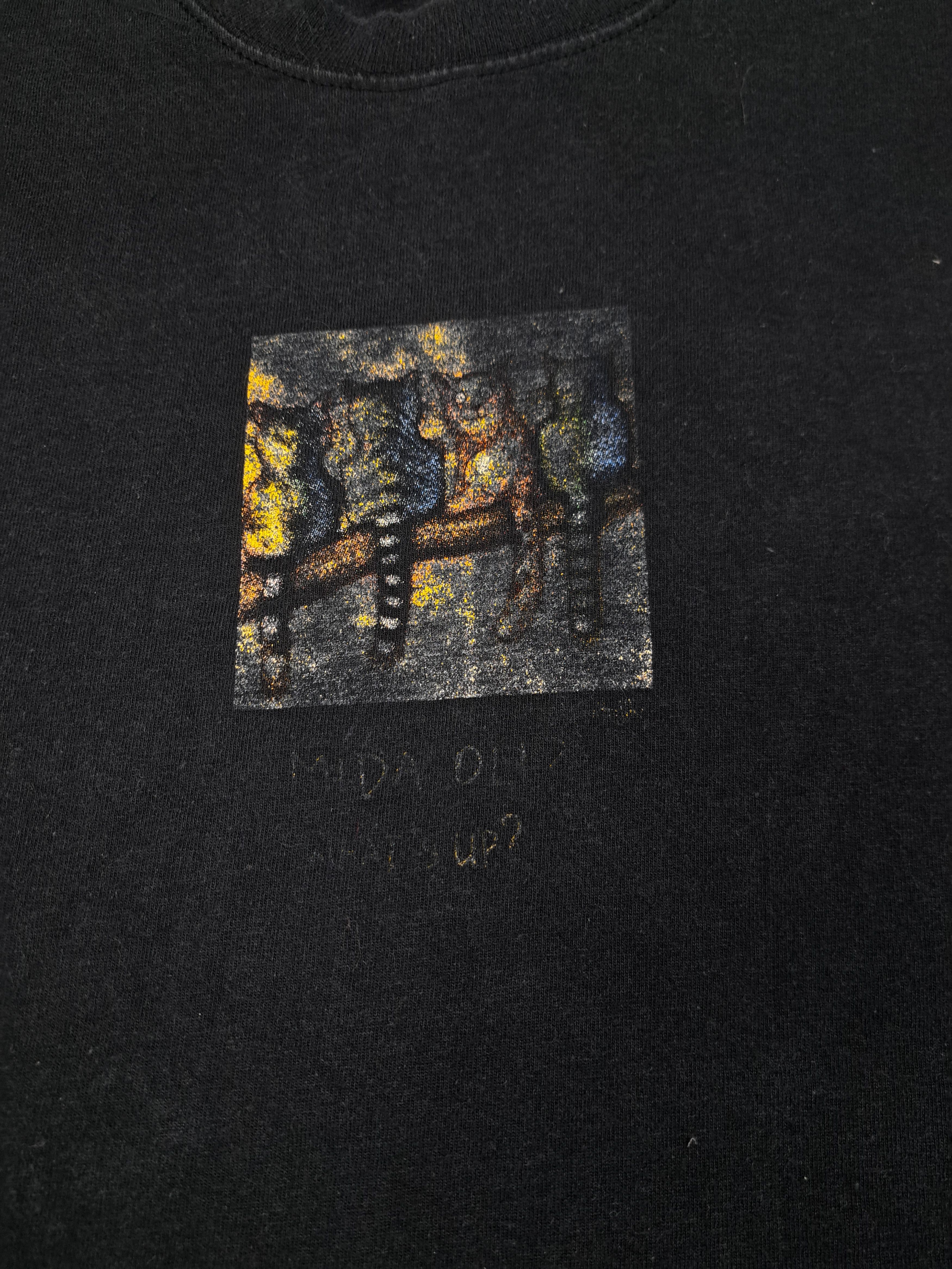 Vintage Vintage 00s 'Mida Oll? Whats Up' Keith Haring Art Style Tee Size US M / EU 48-50 / 2 - 5 Thumbnail