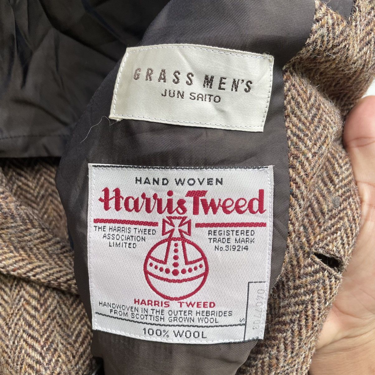 Designer × Harris Tweed × Japanese Brand 💥Vintage Harris Tweed x Grass Men’s Jun Saito Herringbone Size US M / EU 48-50 / 2 - 6 Thumbnail