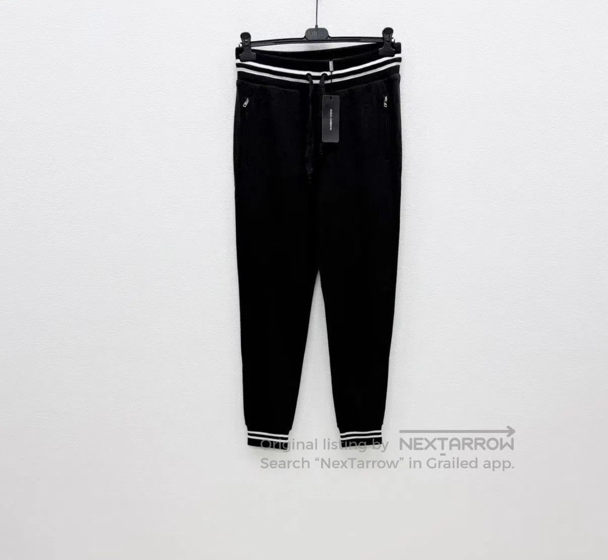 Dolce & Gabbana Black Ribbed Cuff Sweatpants with Drawstring Waist. Size US 32 / EU 48 - 1 Thumbnail