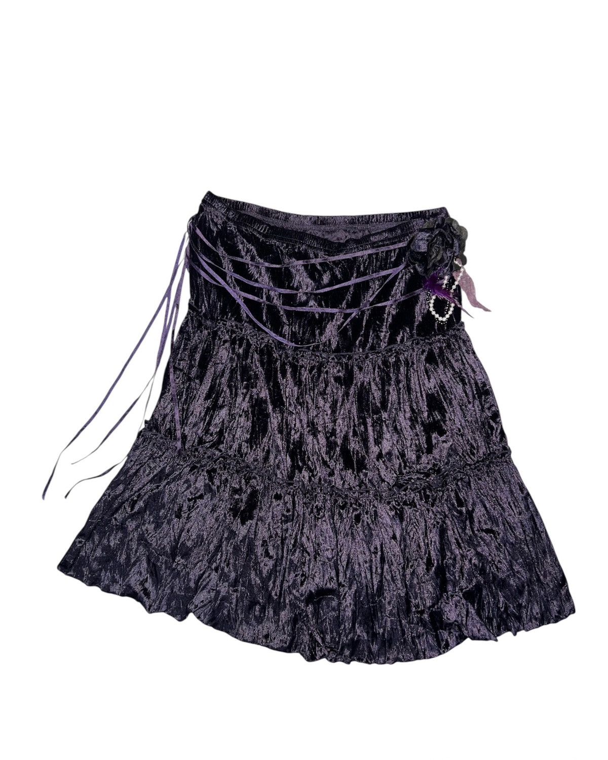 Ann Demeulemeester Dark Velvet gothic ruffle midi skirt 👾🥀 Size 26" / US 2 / IT 38 - 1 Thumbnail