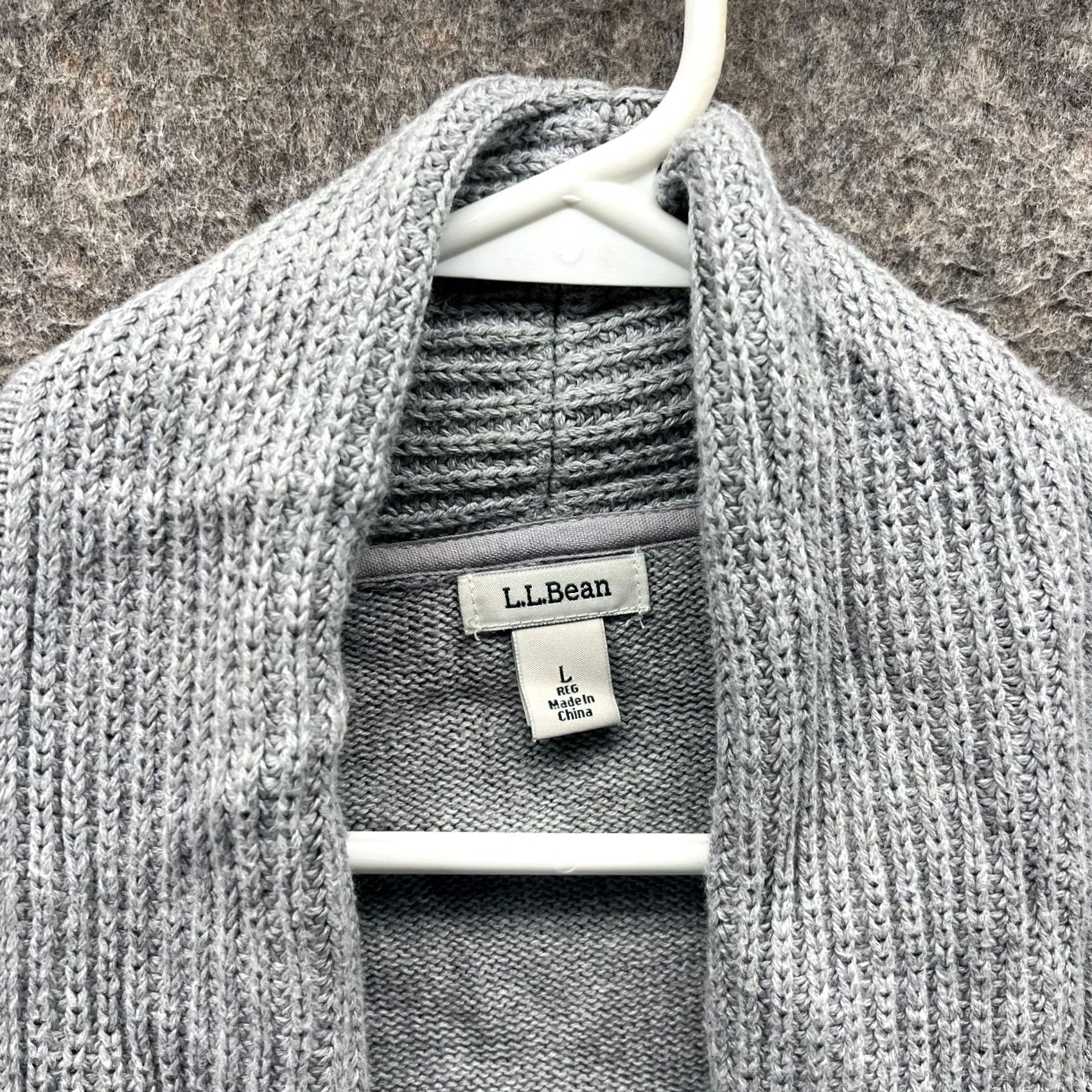 Vintage L.L. Bean Cardigan Womens Large Gray Open Front Cotton Blend Knit Jacket Cardigan Open Front Ribbed Knit Casual Size L / US 10 / IT 46 - 6 Thumbnail