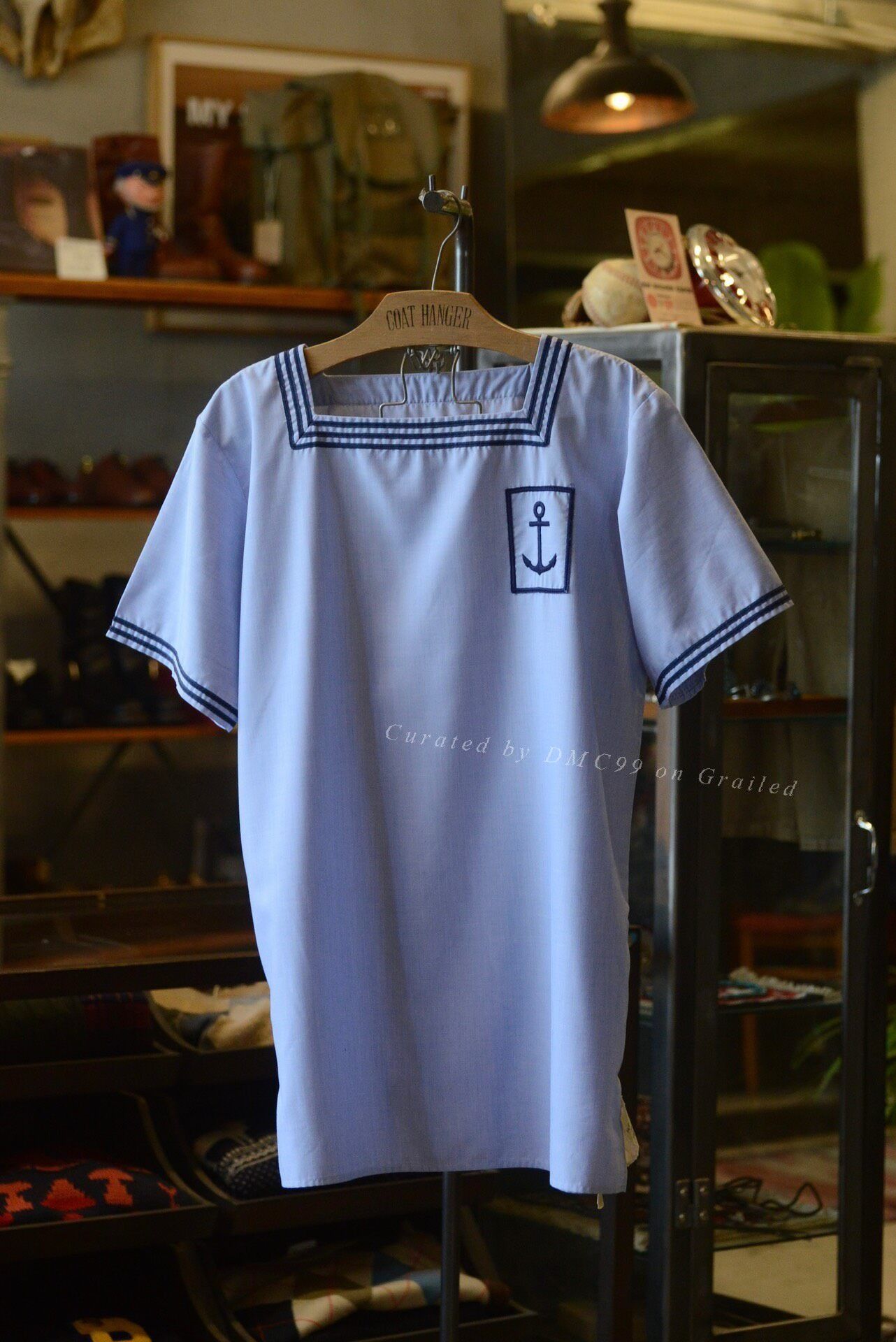 Vintage 1950s French Navy Blue-Gray Sailor Shirt Size US M / EU 48-50 / 2 - 1 Thumbnail