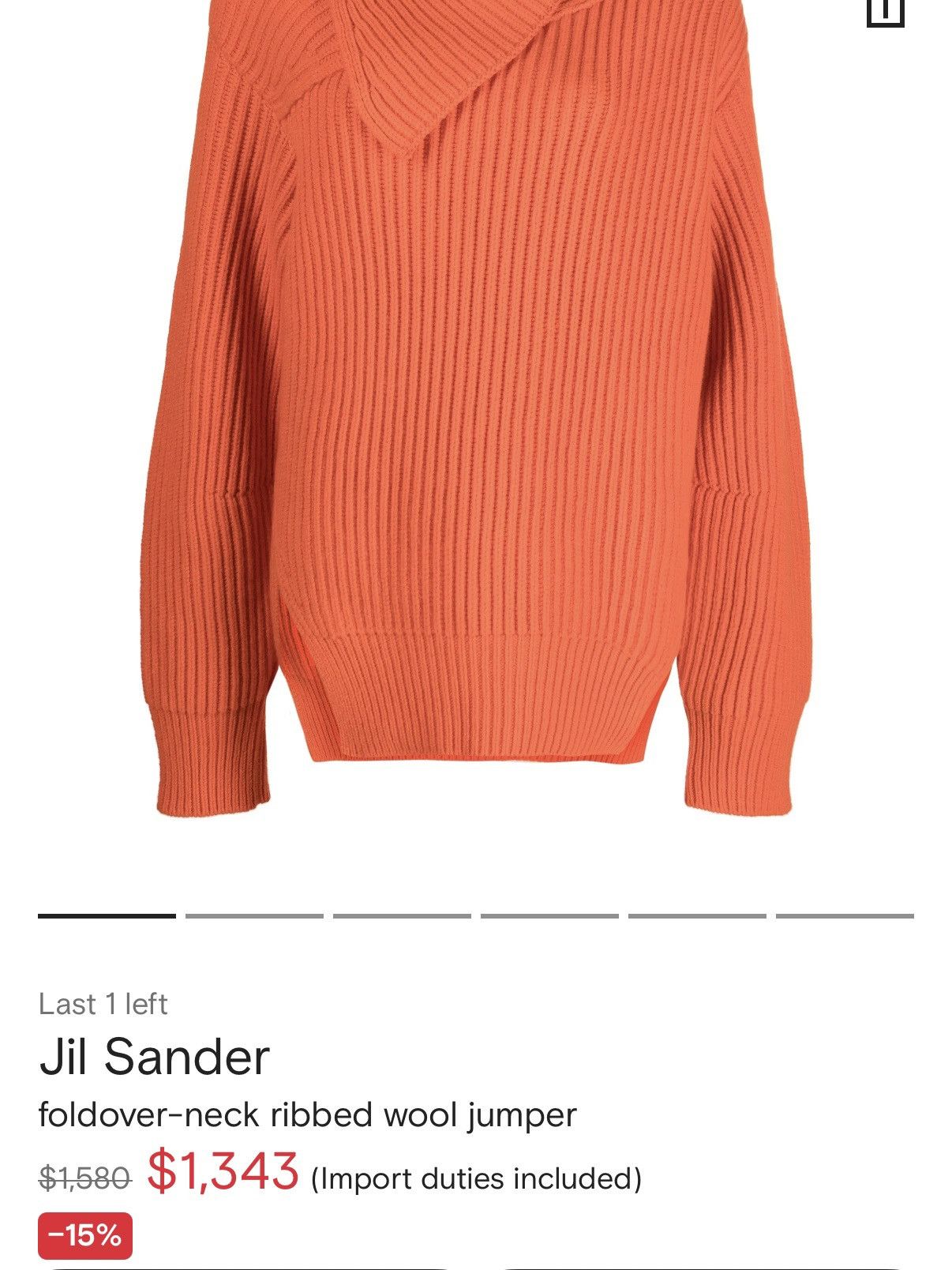 Jil Sander Jil Sander Burnt Orange Ribbed Wool Sweater 32 Size S / US 4 / IT 40 - 2 Thumbnail