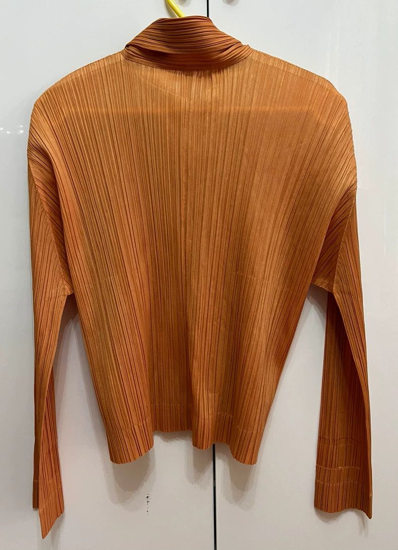 Issey Miyake Issey Miyake size:4 Brown pleated long-sleeved jacket Size L / US 10 / IT 46 - 3 Thumbnail