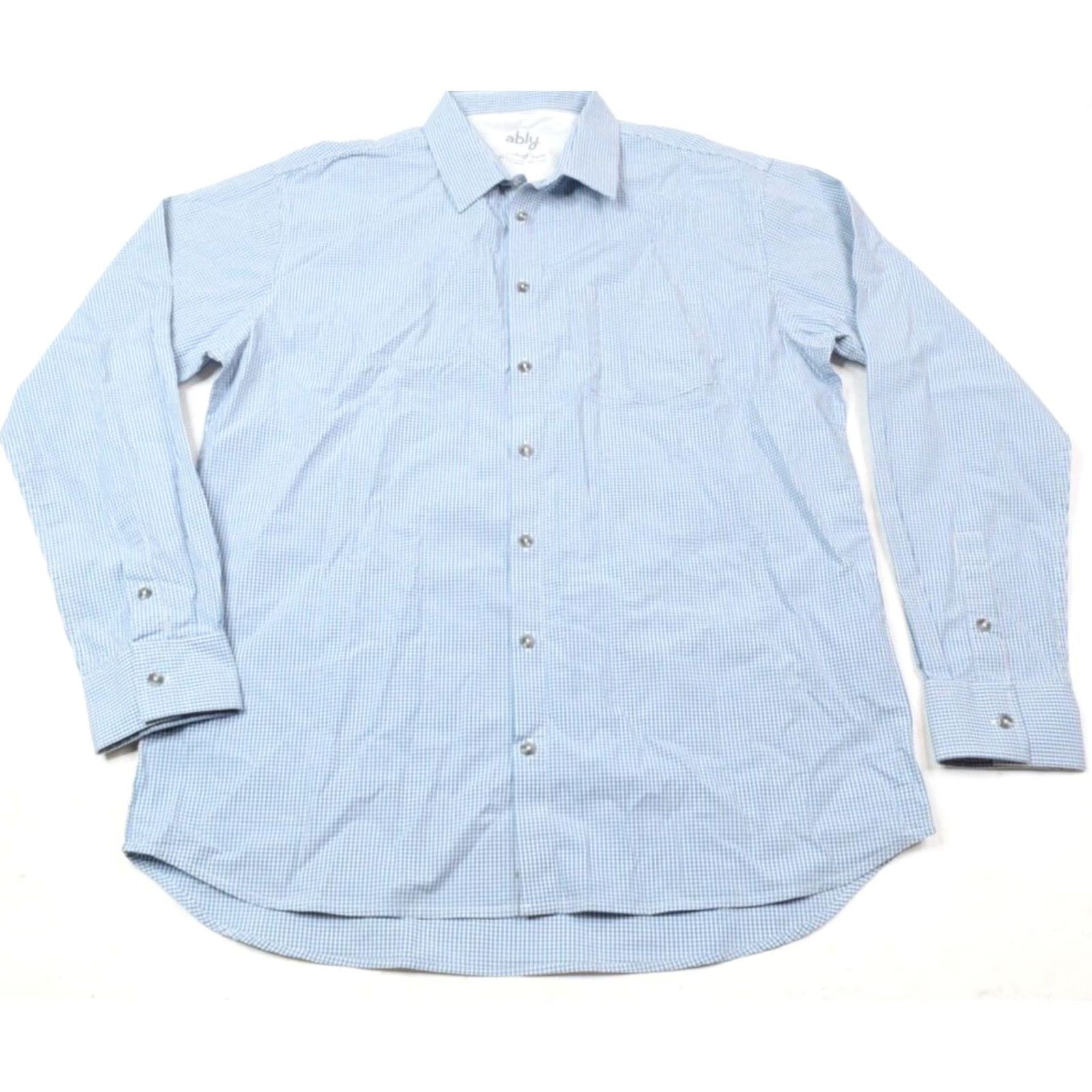 Vintage Ably Filium Activated Shirt Blue White Check Long Sleeve Button-Up XL Mens Size US XL / EU 56 / 4 - 2 Thumbnail
