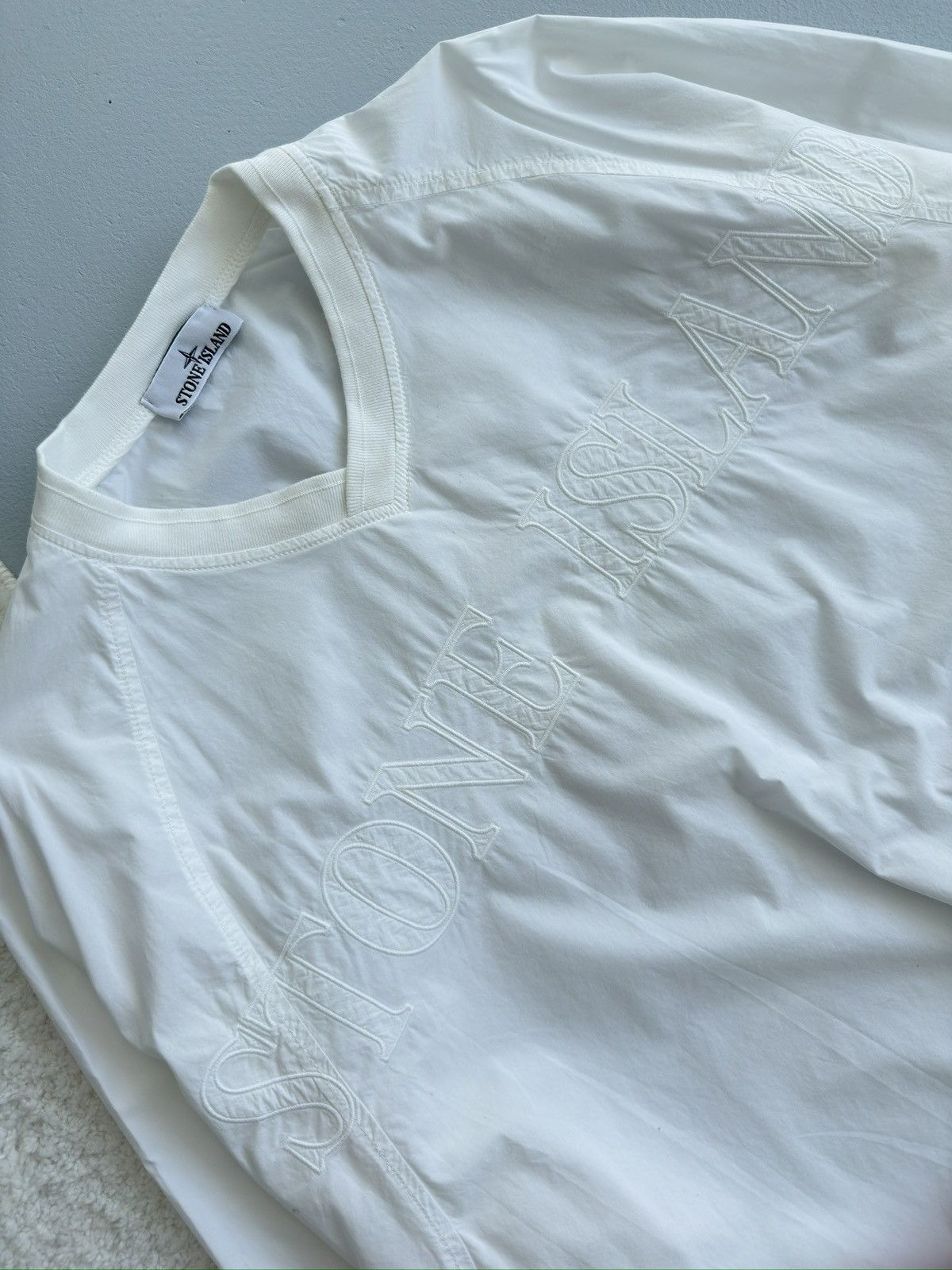 Stone Island Stone Island Embroidered Logo Oversized Sweatshirt White Size US XL / EU 56 / 4 - 6 Thumbnail