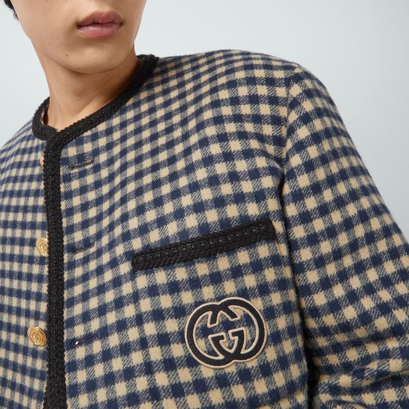Gucci o1loc1c0126 770950 Wool Gingham Jacket With Interlocking G Size US M / EU 48-50 / 2 - 3 Thumbnail