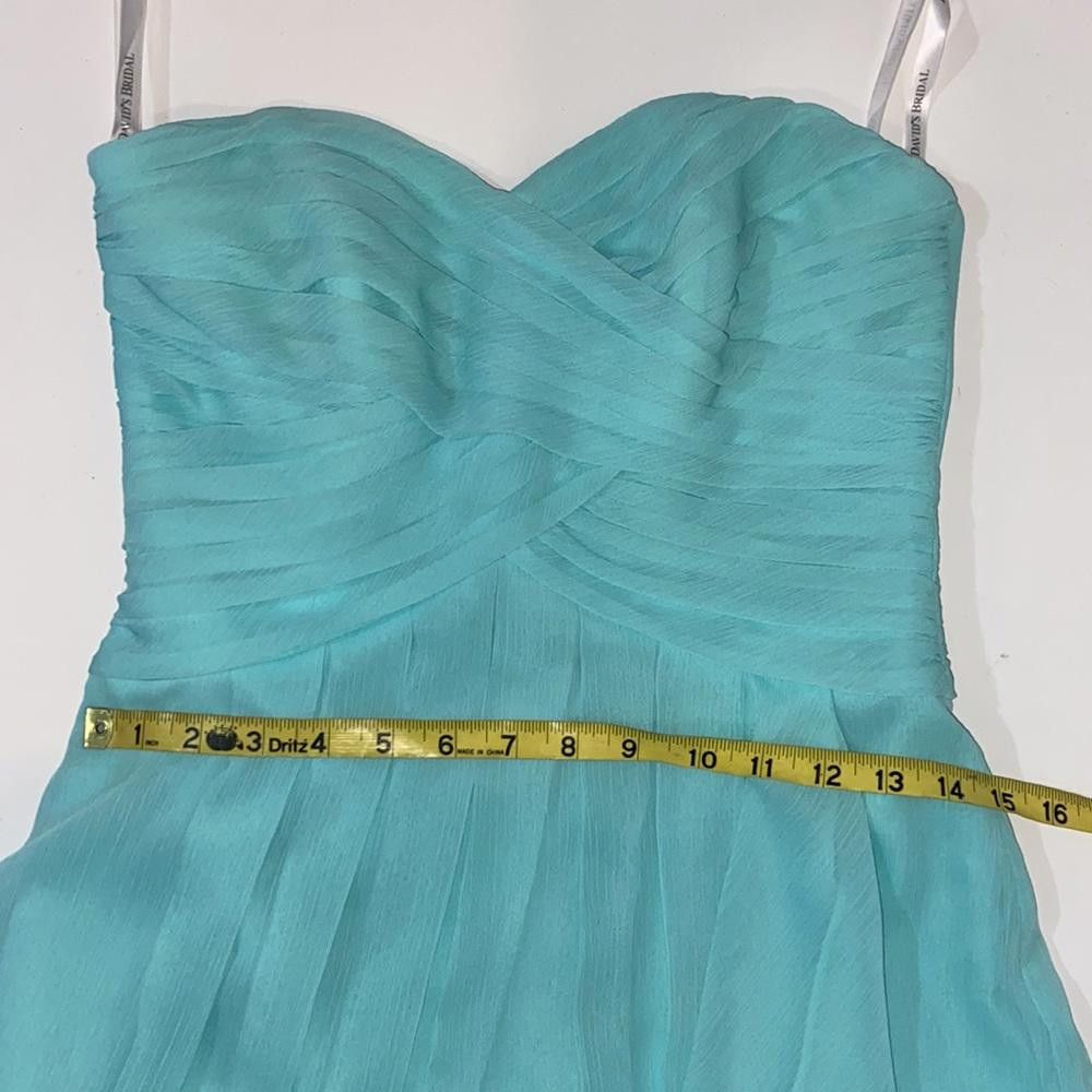 Designer David’s Bridal l Crinkle Chiffon Sweetheart Dress Size 2 Size XS / US 0-2 / IT 36-38 - 8 Thumbnail