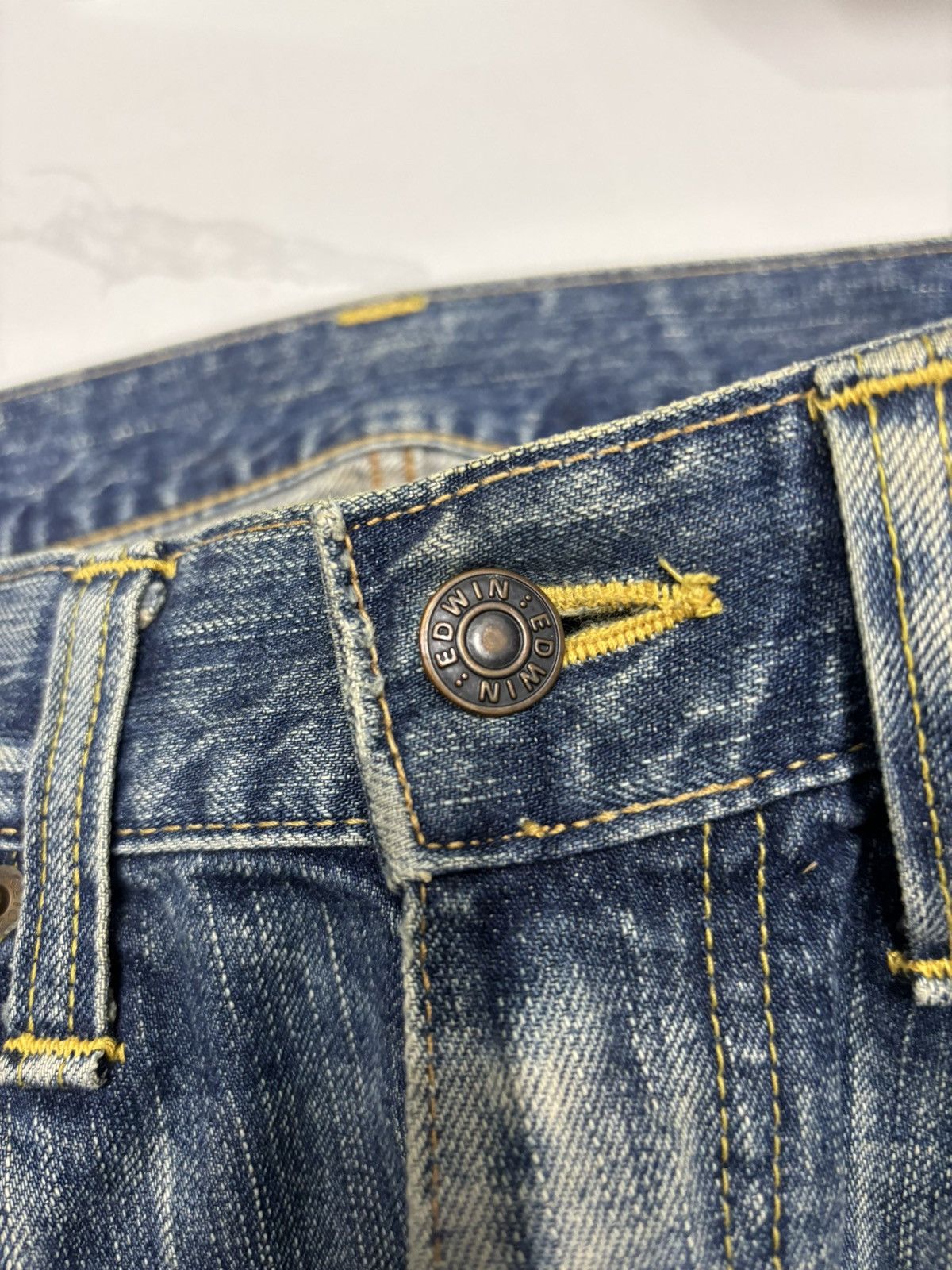 Edwin Rare Edwin Skull Studded Distressed Denim Jeans Size US 30 / EU 46 - 10 Thumbnail