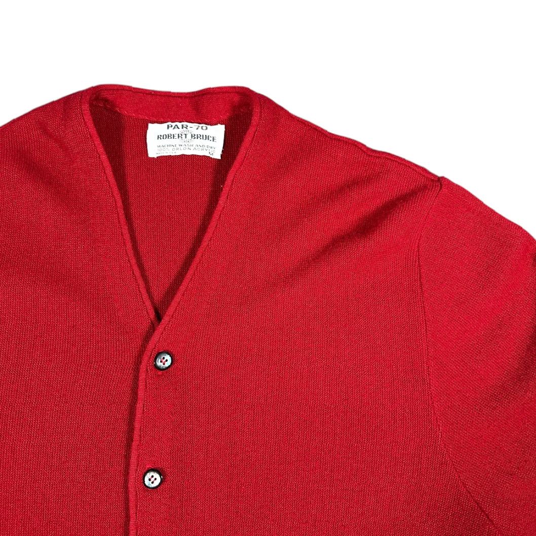 Vintage VINTAGE Robert Bruce Sweater Cardigan Mens Red Adult MEDIUM Knit Orlon 70s Golf Par-70 USA Long Sleeve Size US M / EU 48-50 / 2 - 2 Thumbnail