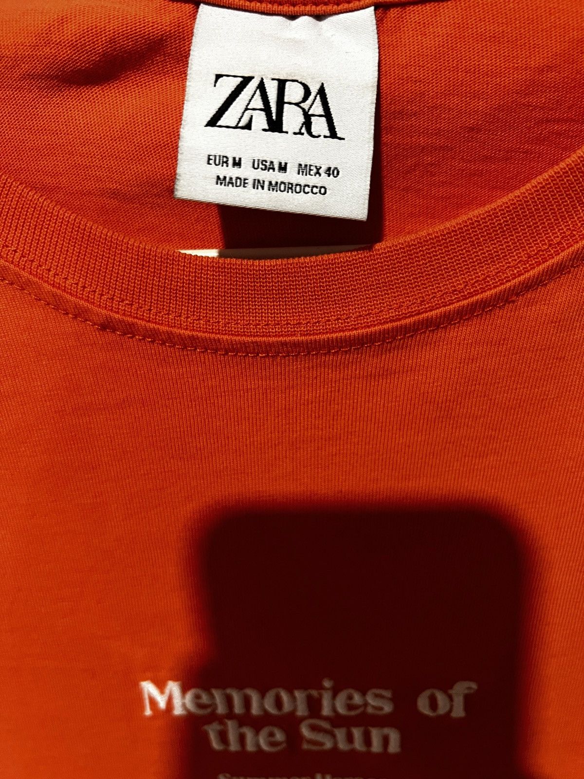 Zara Zara orange “memories of the sun” t-shirt Size US M / EU 48-50 / 2 - 2 Thumbnail