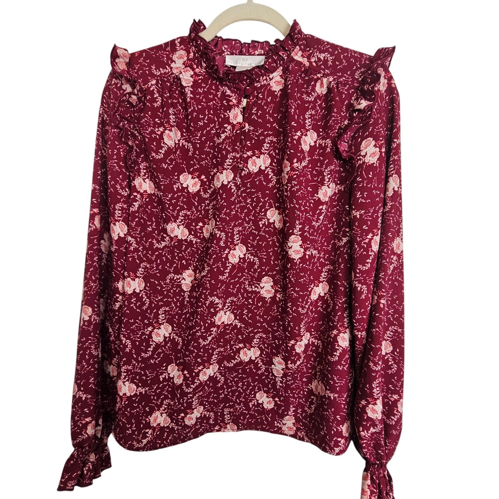 Rachel Gilbert Rachel Parcell Womens Floral Ruffle Neck Blouse Sz M Cottage Size M / US 6-8 / IT 42-44 - 1 Thumbnail