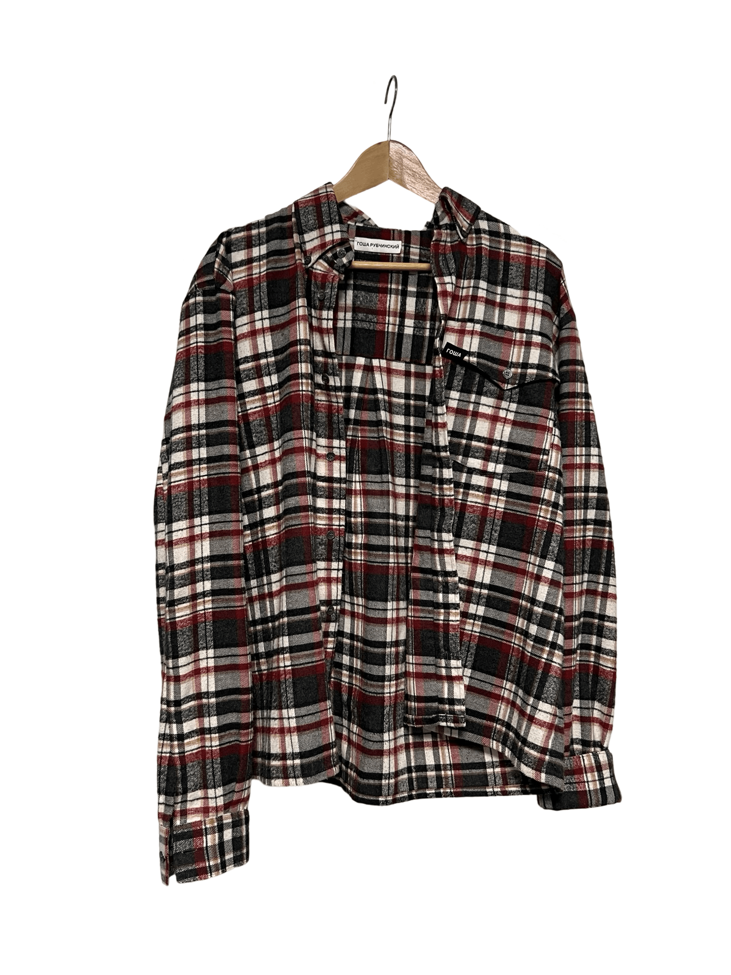 トップス GOSHA RUBCHINSKIY CHECK FLANNEL SHIRT Gosha Rubchinskiy Check Flannel Shirt Size XL Blue Orange