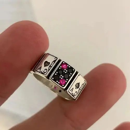 Jewelry Y2K Poker Card Adjustable Ring Size ONE SIZE - 7 Thumbnail