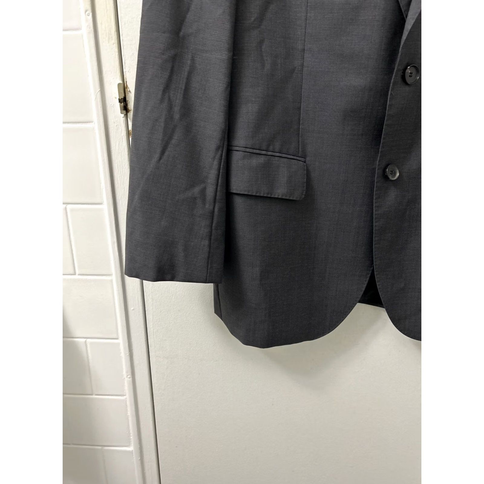 Hugo Boss HUGO BOSS Blazer Mens 42R Gray 100% Virgin Wool Two-Button Single-Breasted Jacket Sport Coat Slim Regular Fit Size 42R - 5 Thumbnail