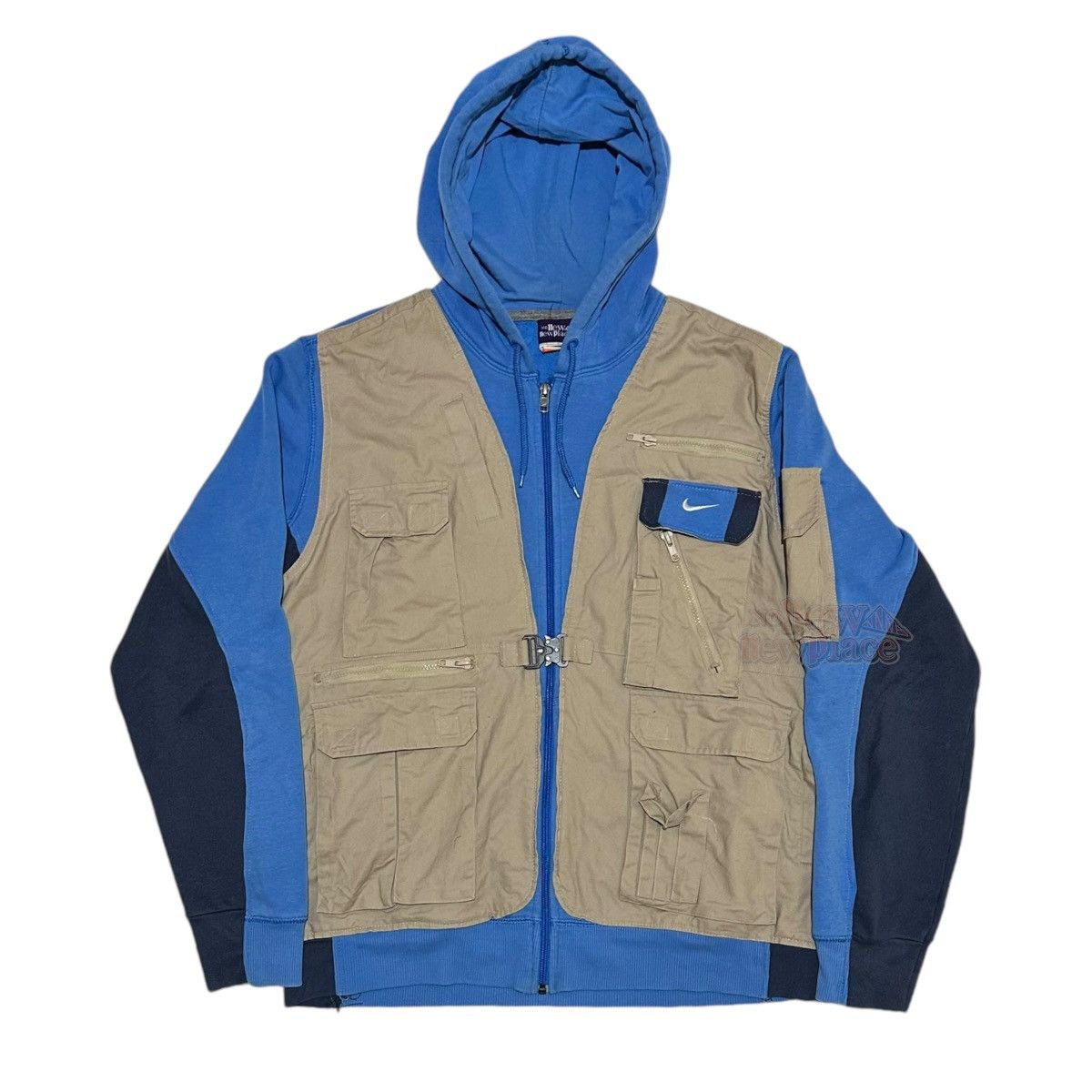 Nike Nike Blue 2Tone Vest edition “Mills” 593 Reworked Hoodie Size US XL / EU 56 / 4 - 1 Thumbnail